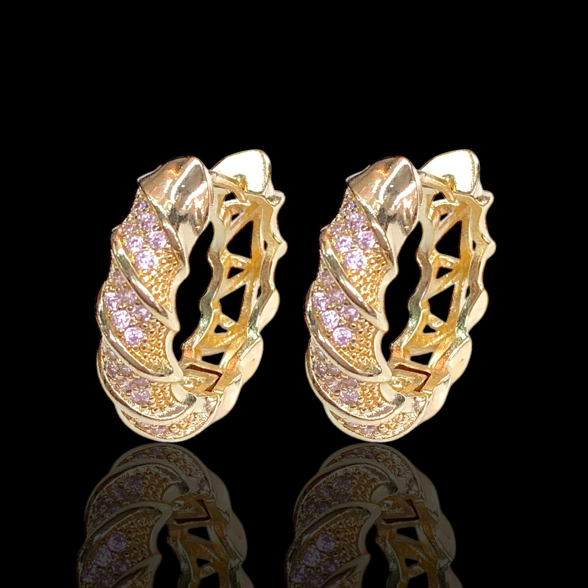 Gold Filled Oro Laminado Oriental Fancy Spiral Hoop