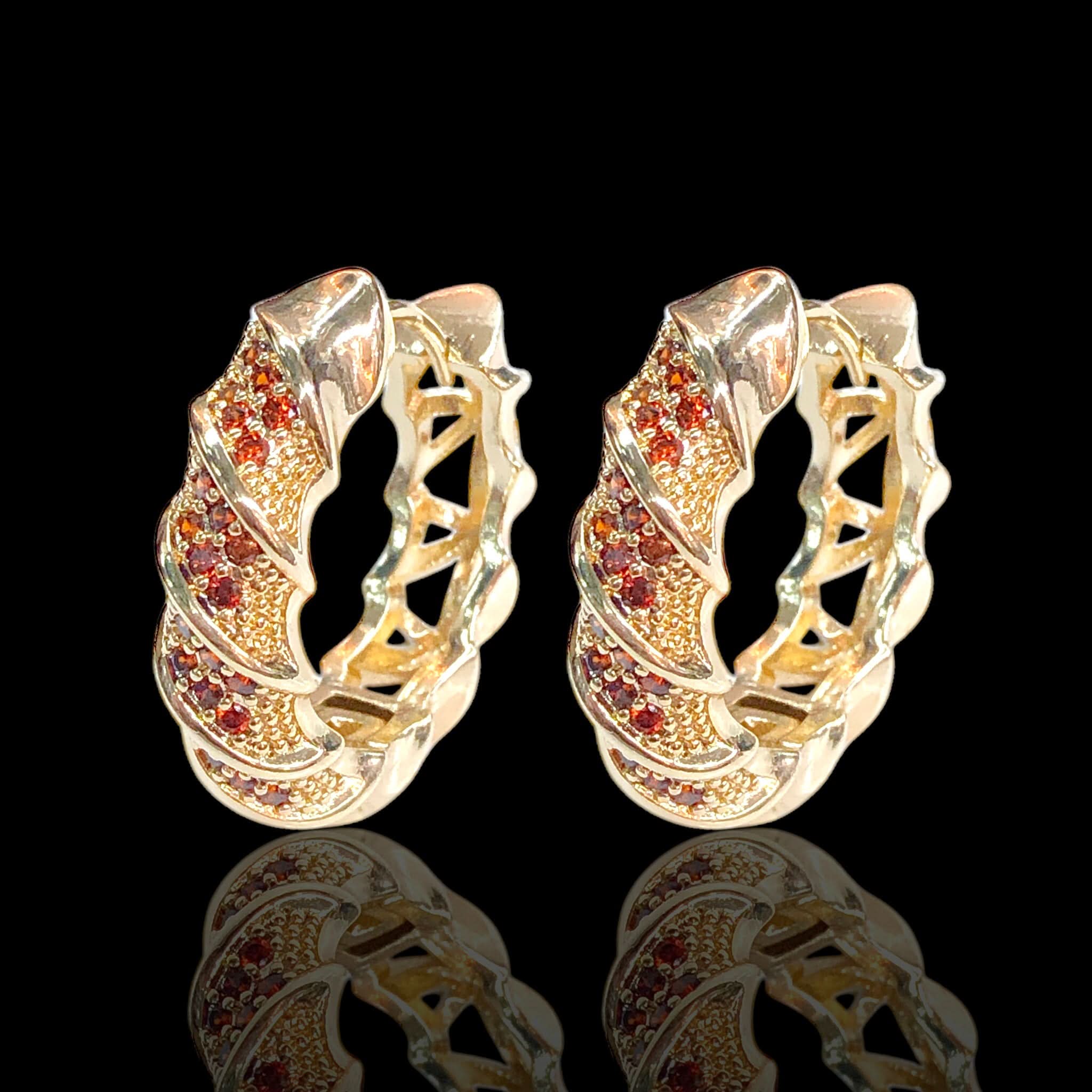 Gold Filled Oro Laminado Oriental Fancy Spiral Hoop