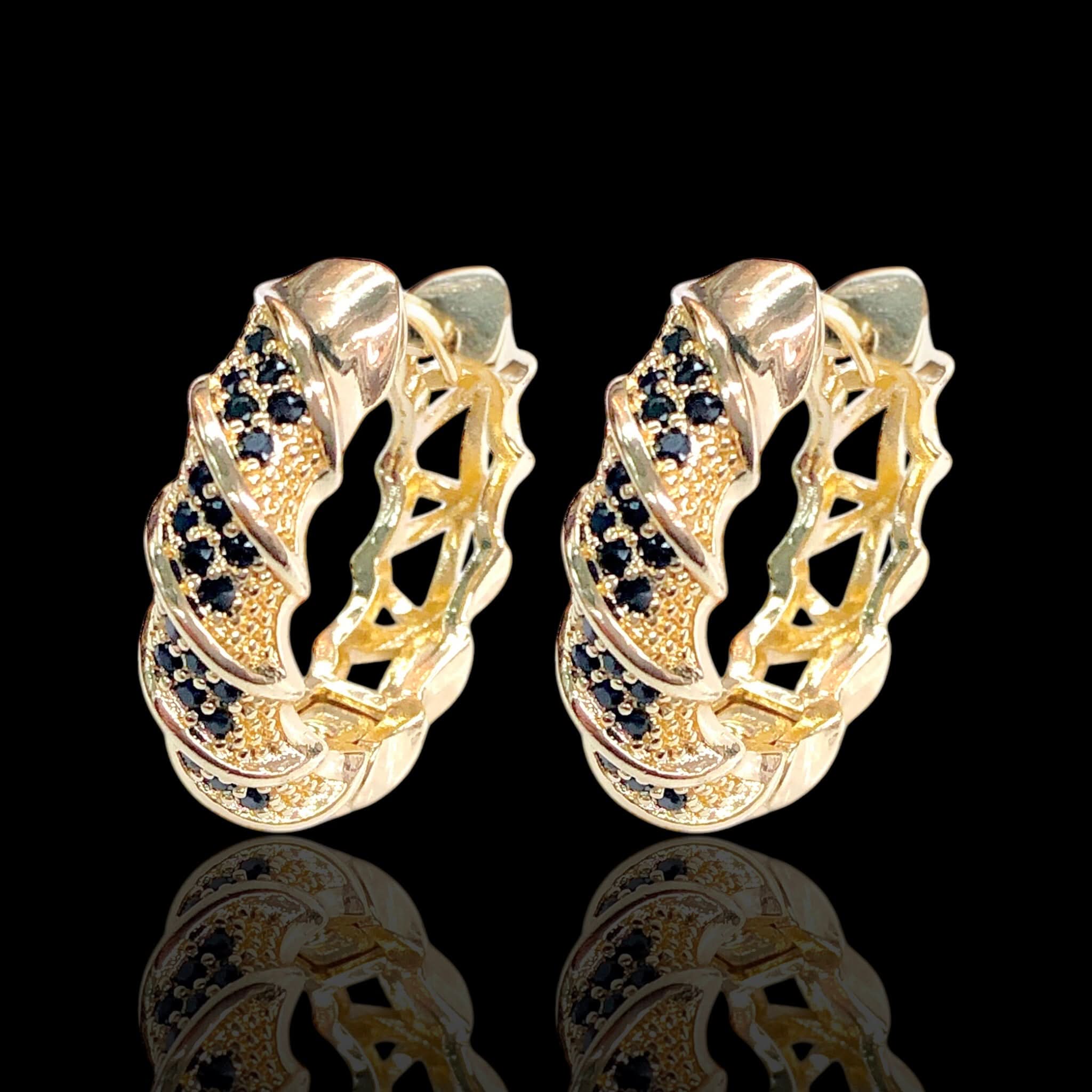 Gold Filled Oro Laminado Oriental Fancy Spiral Hoop