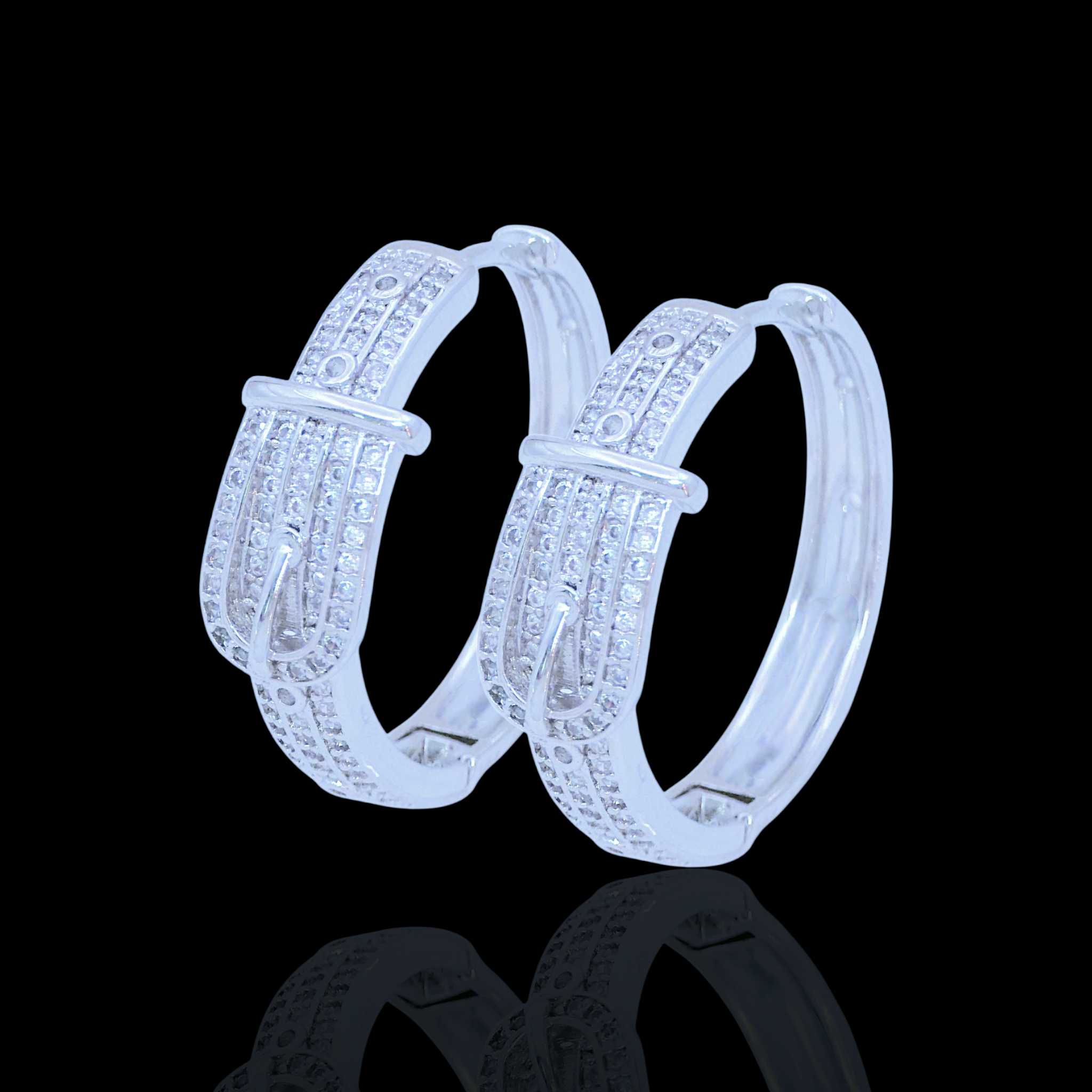 Gold Filled Oro Laminado Paris Buckle Zirconia Hoop Earrings