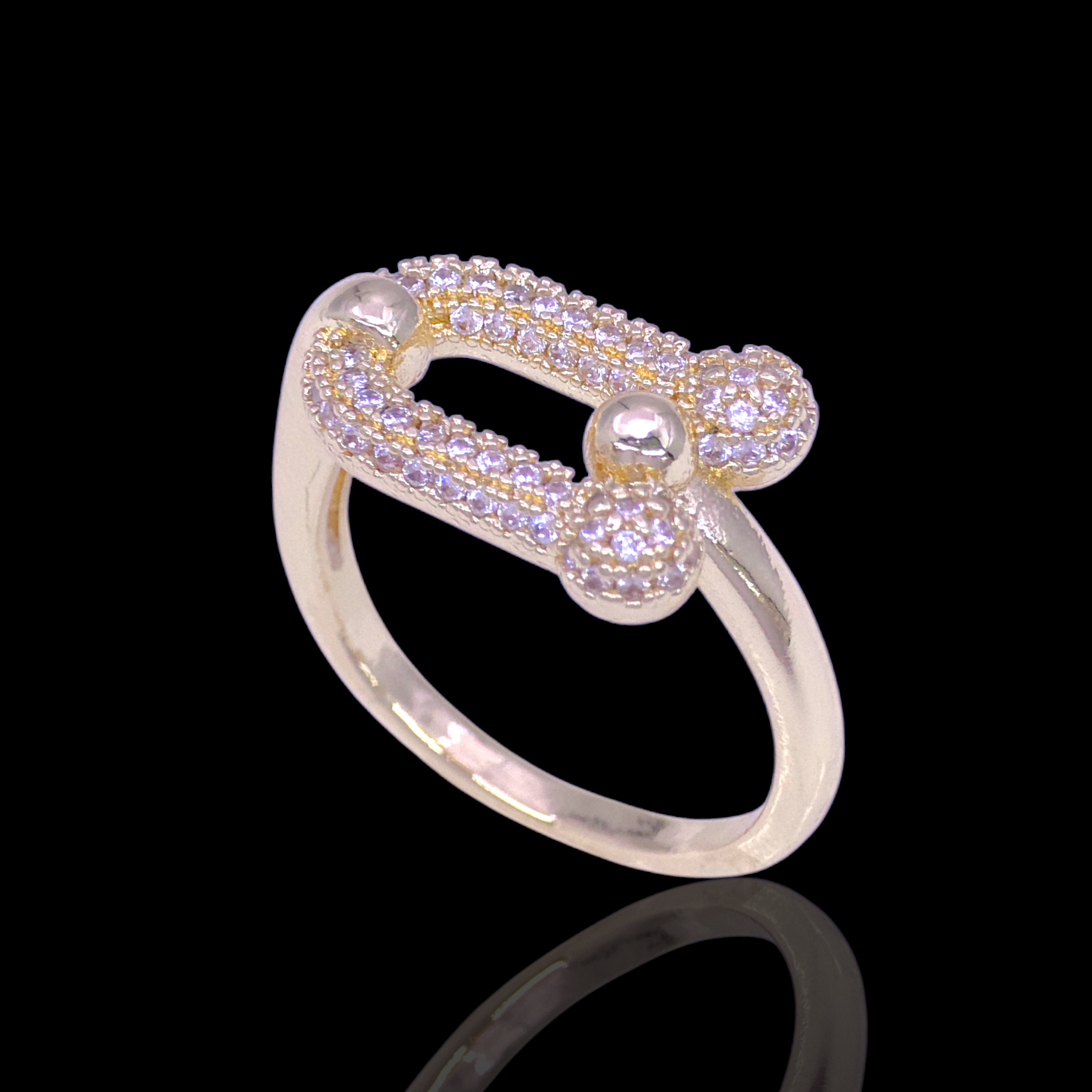 Gold Filled Oro Laminado Paris Horseshoe U-Link Signet Ring
