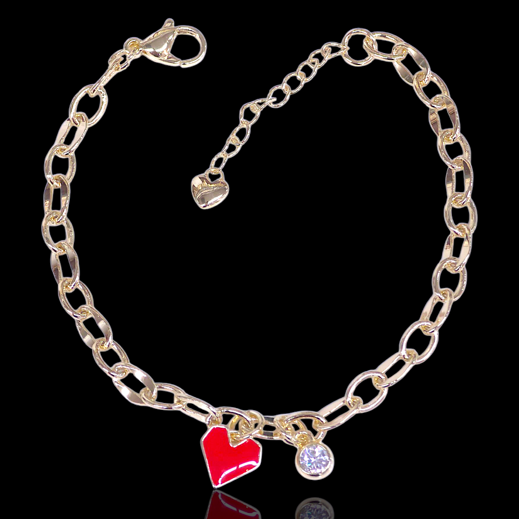Gold Filled Oro Laminado Paris Passion Heart Bracelet