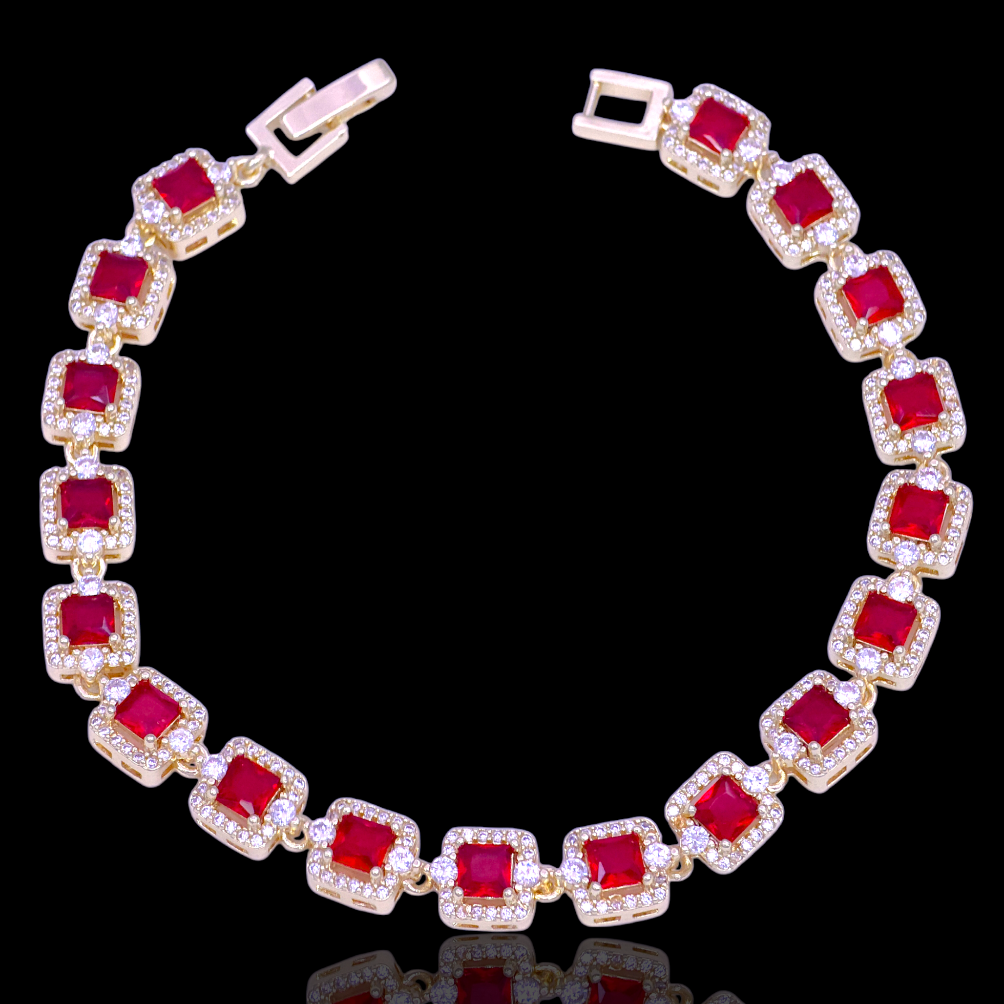 Gold Filled Oro Laminado Paris Princess Cut Zirconia Bracelet