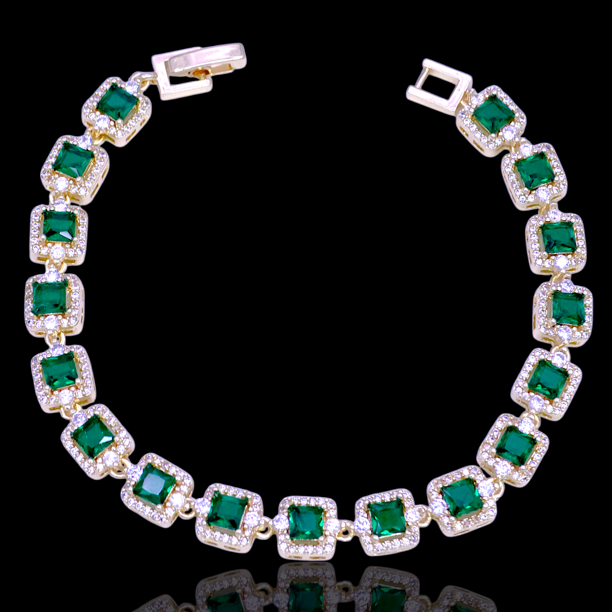 Gold Filled Oro Laminado Paris Princess Cut Zirconia Bracelet