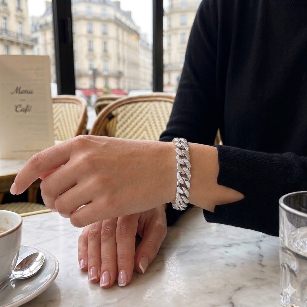 Gold Filled Oro Laminado Parisian CZ Cuban Link Bracelet