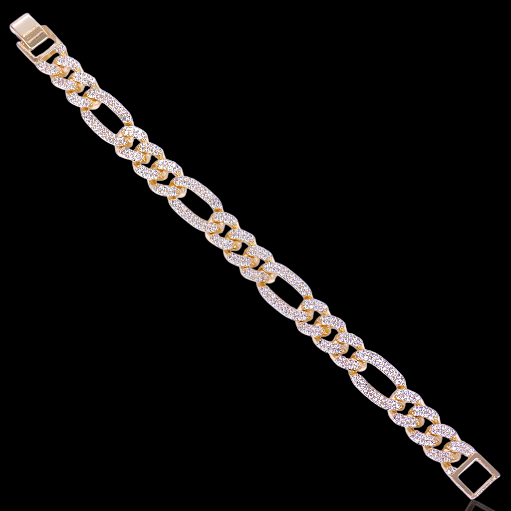 Gold Filled Oro Laminado Parisian CZ Figaro Link Bracelet