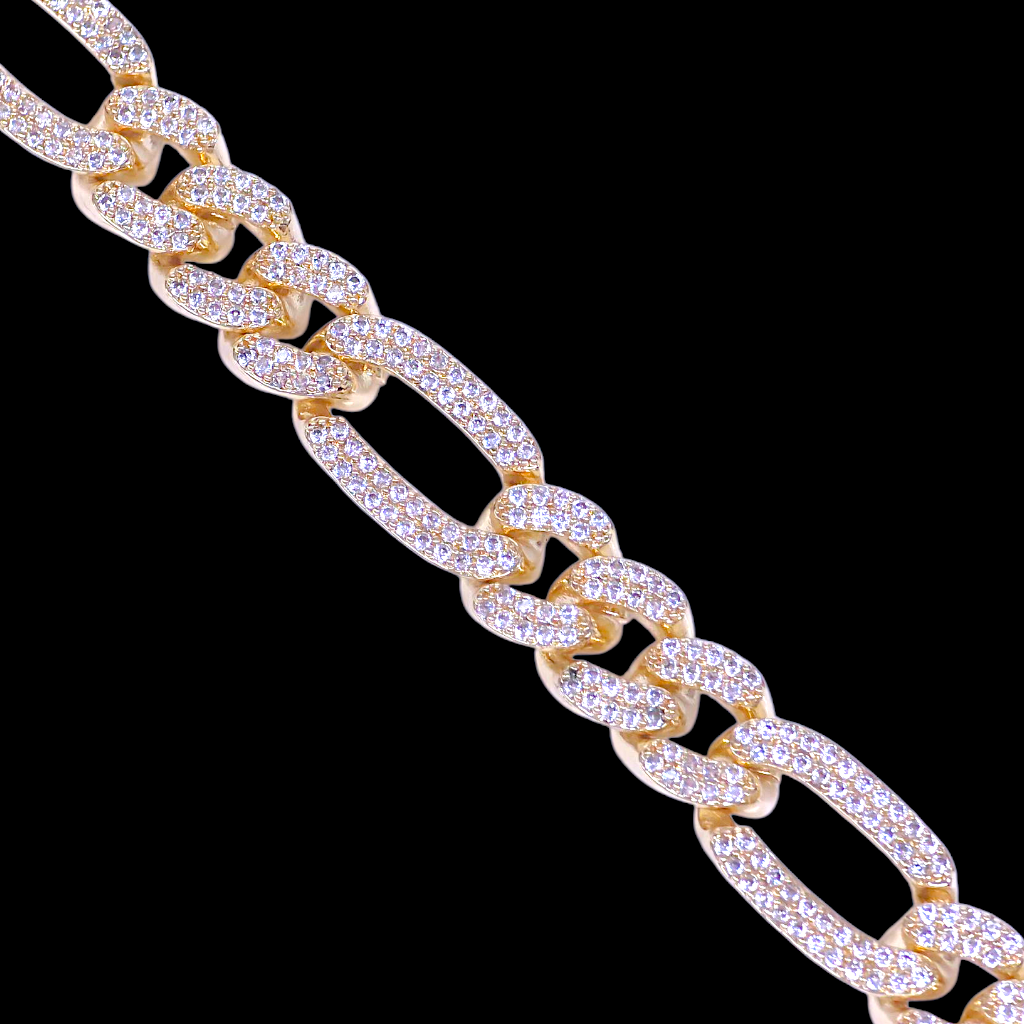Gold Filled Oro Laminado Parisian CZ Figaro Link Bracelet