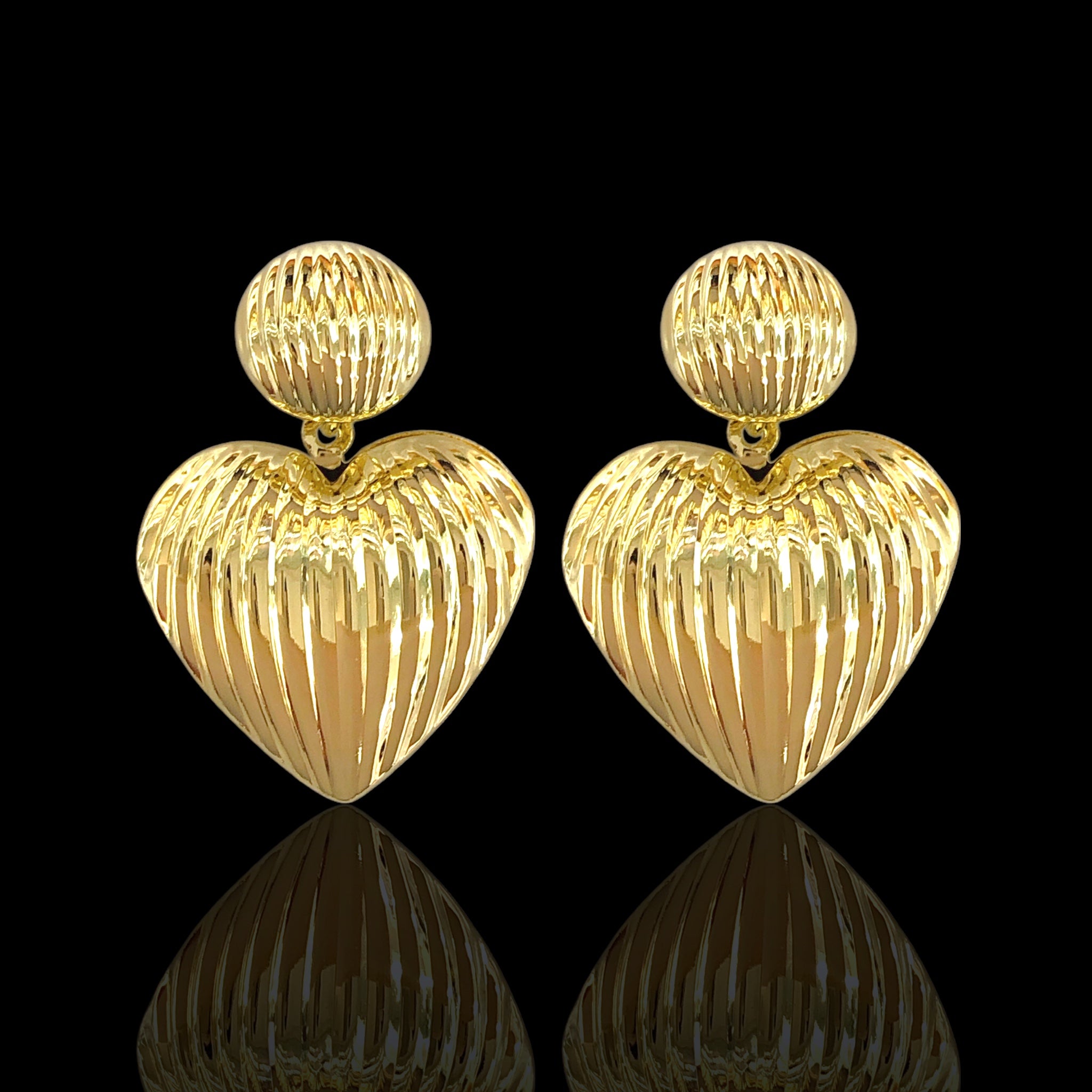 Gold Filled Oro Laminado Parisian Heart Dangle Earrings