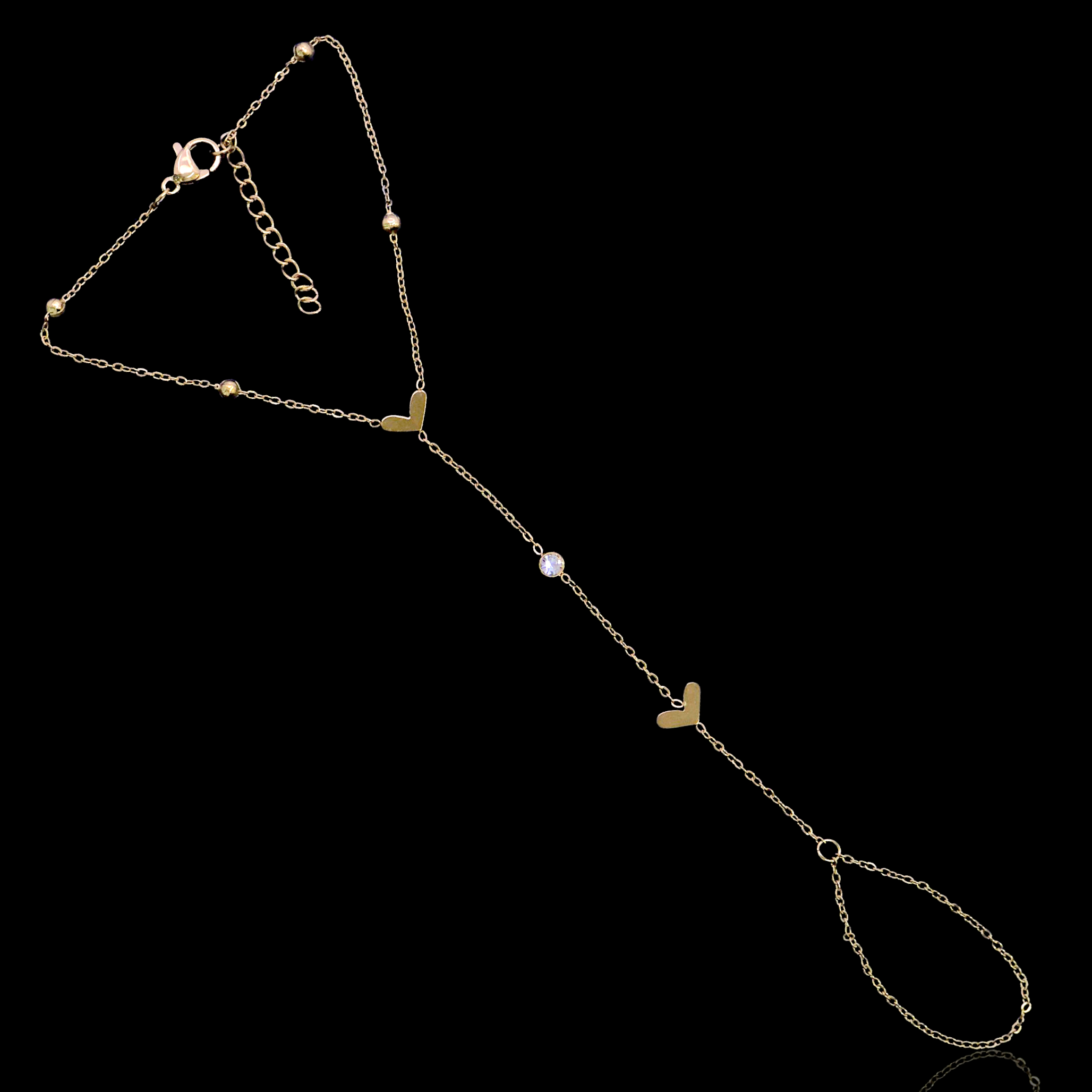 Gold Filled Oro Laminado Parisian Heart Hand Chain Bracelet