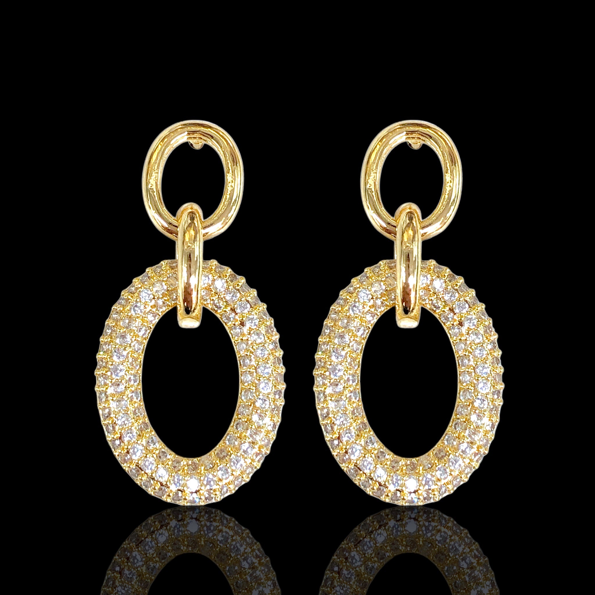 Gold Filled Oro Laminado Parisian Midnight Hoop Dangle Earrings