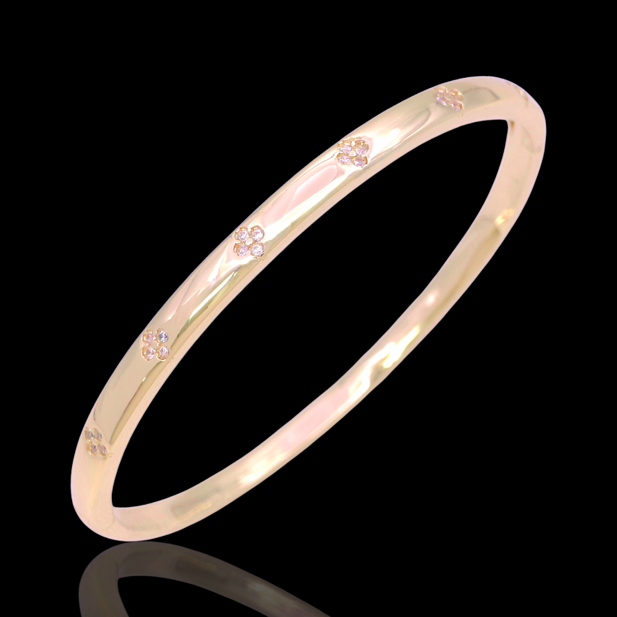 Gold Filled Oro Laminado Parisian Petal Zirconia Bangle