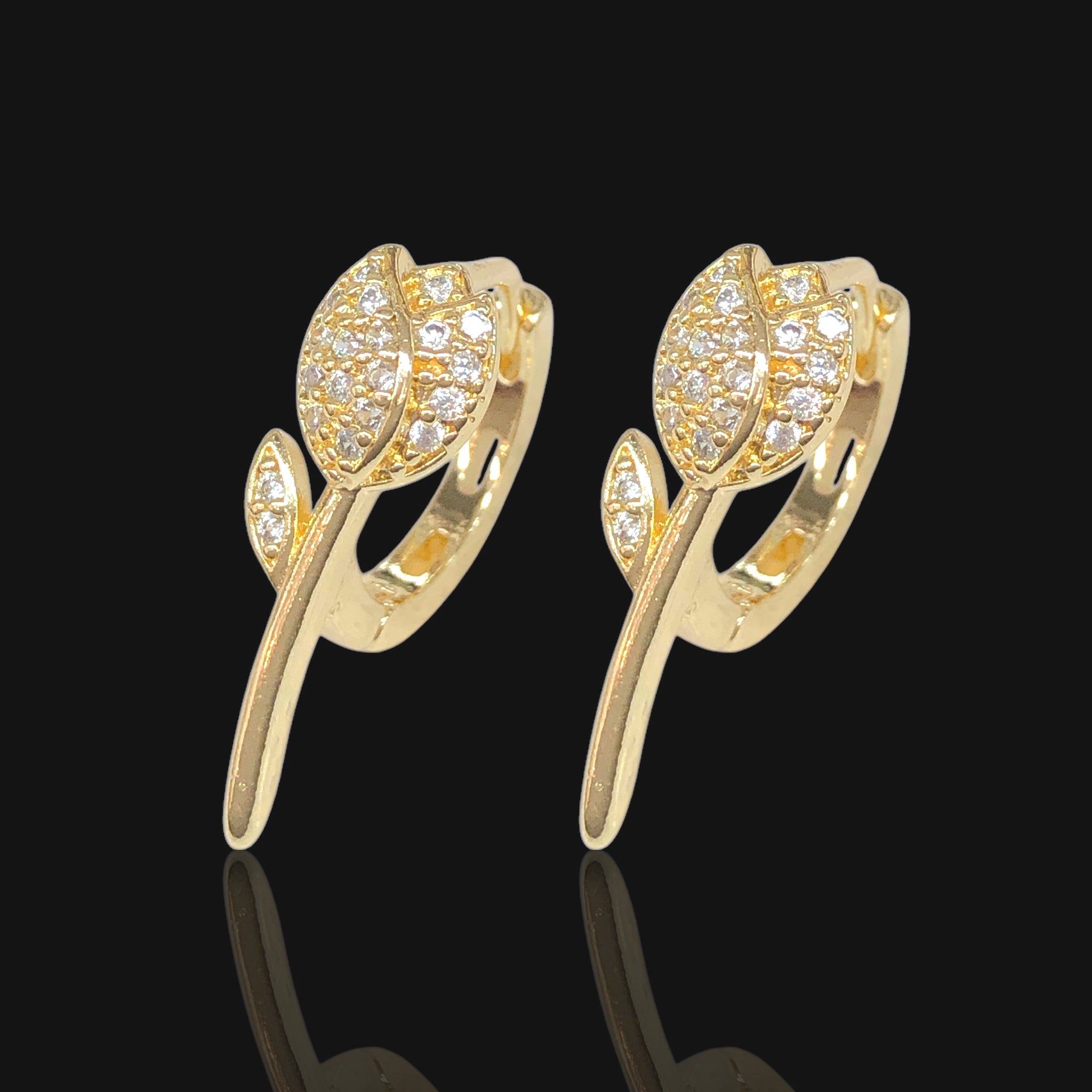 Gold Filled Oro Laminado Parisian Rose Huggie Earrings