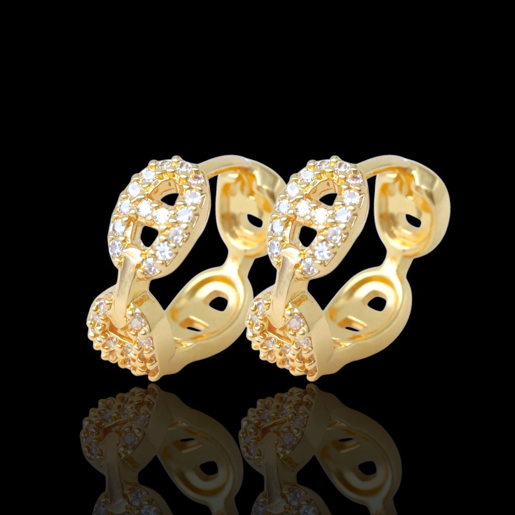 Gold Filled Oro Laminado Petite Mariner Link Huggie Earrings