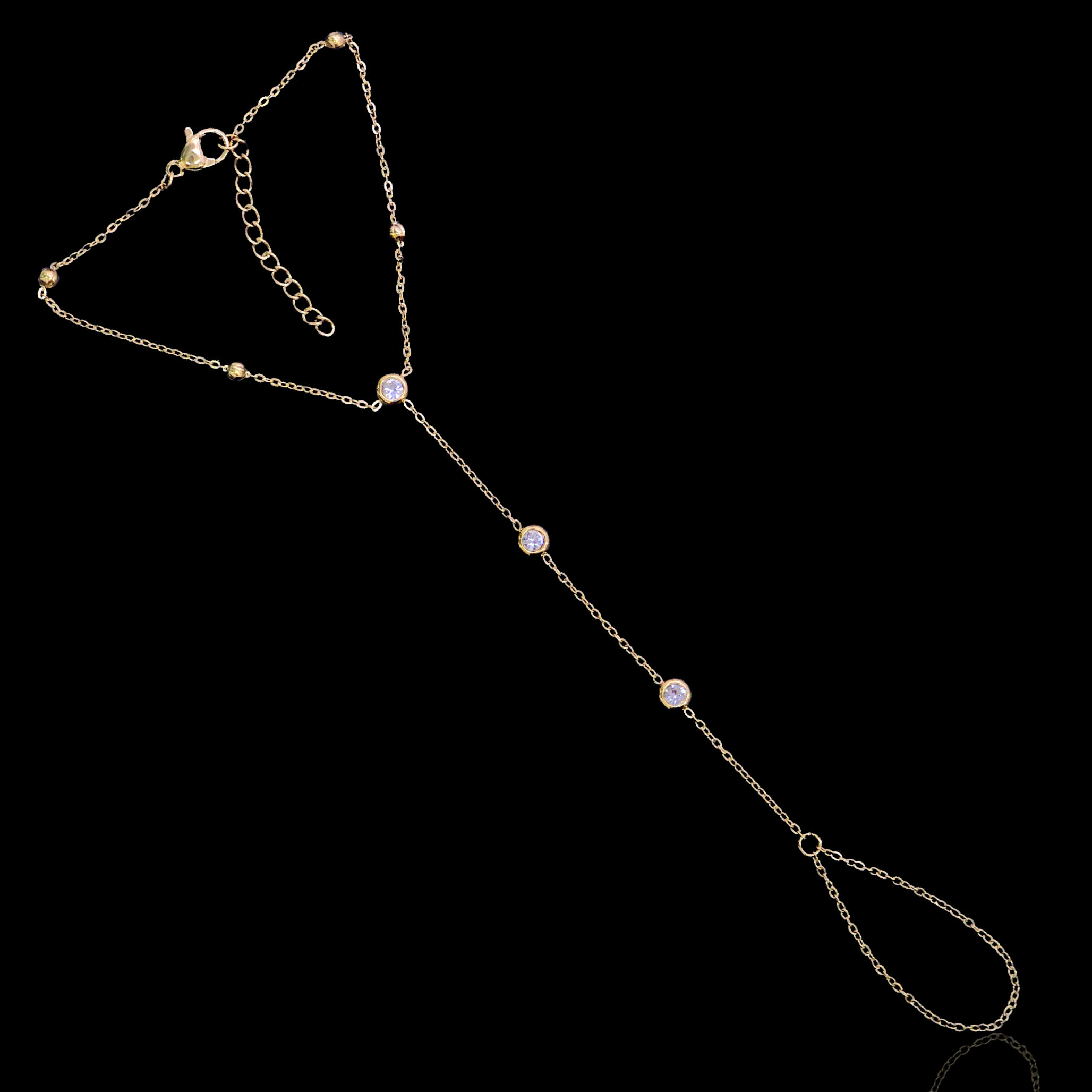 Gold Filled Oro Laminado Princess Gem Hand Chain Bracelet