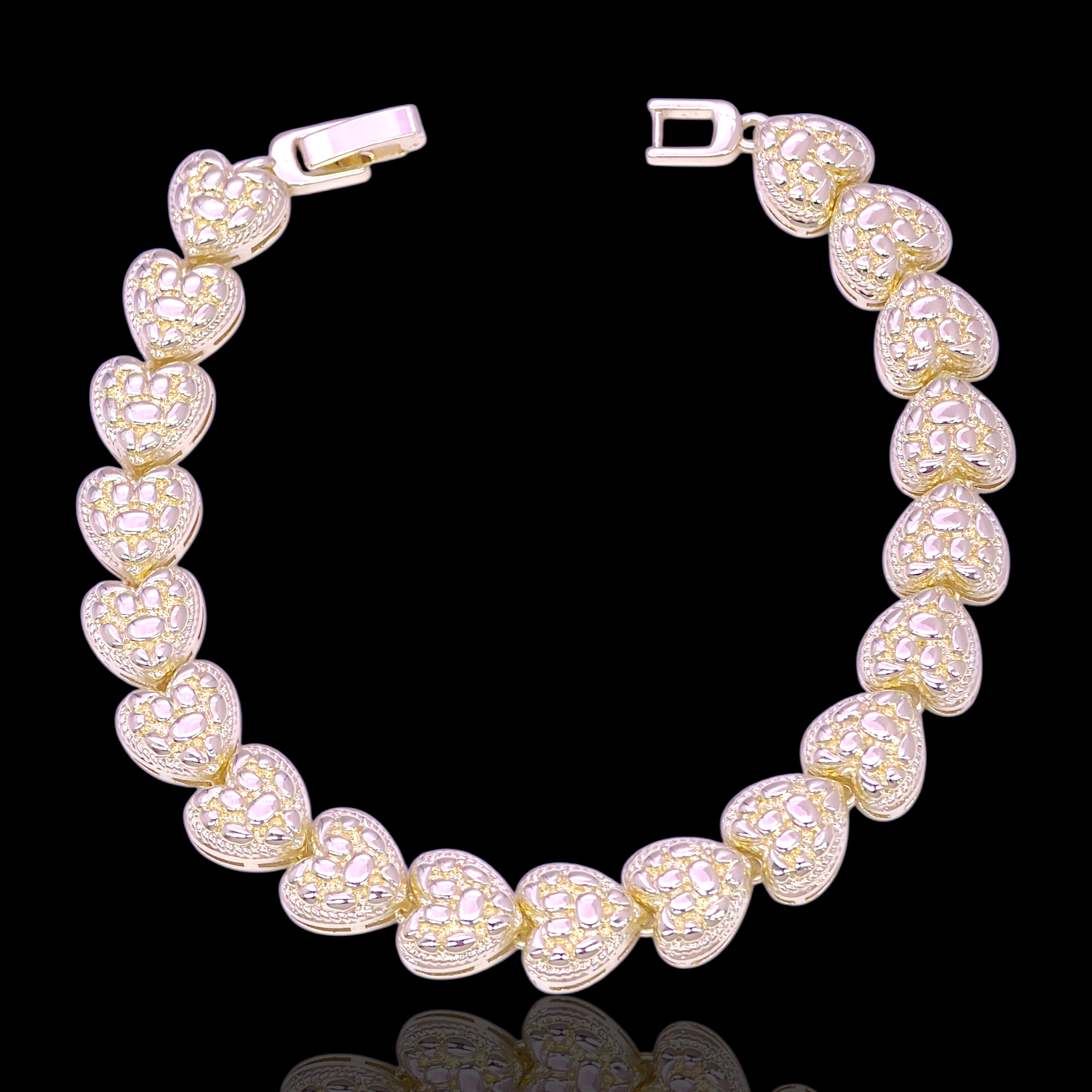 Gold Filled Oro Laminado Princess Nugget Heart Bracelet
