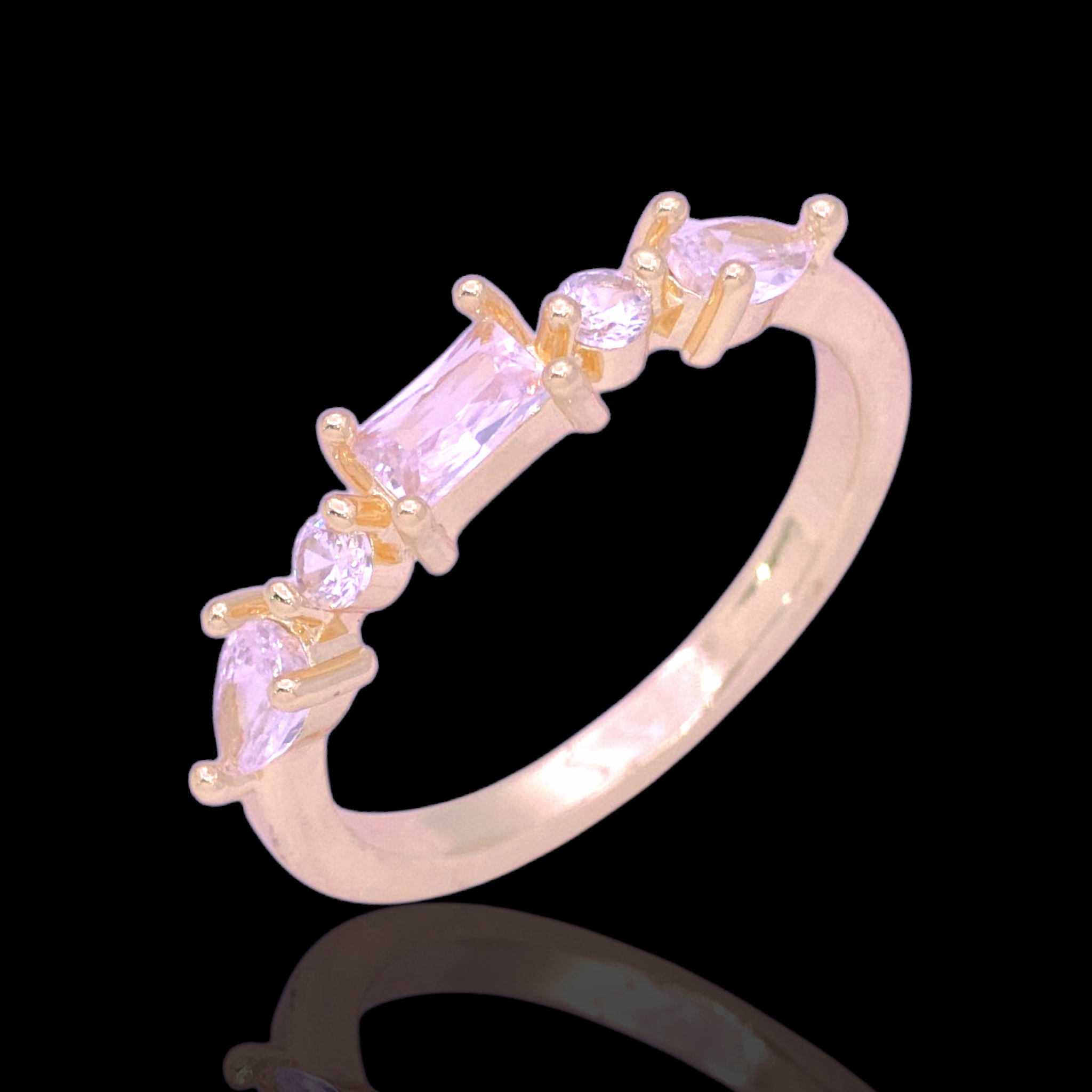 Gold Filled Oro Laminado Rainier Zirconia Stackable Ring
