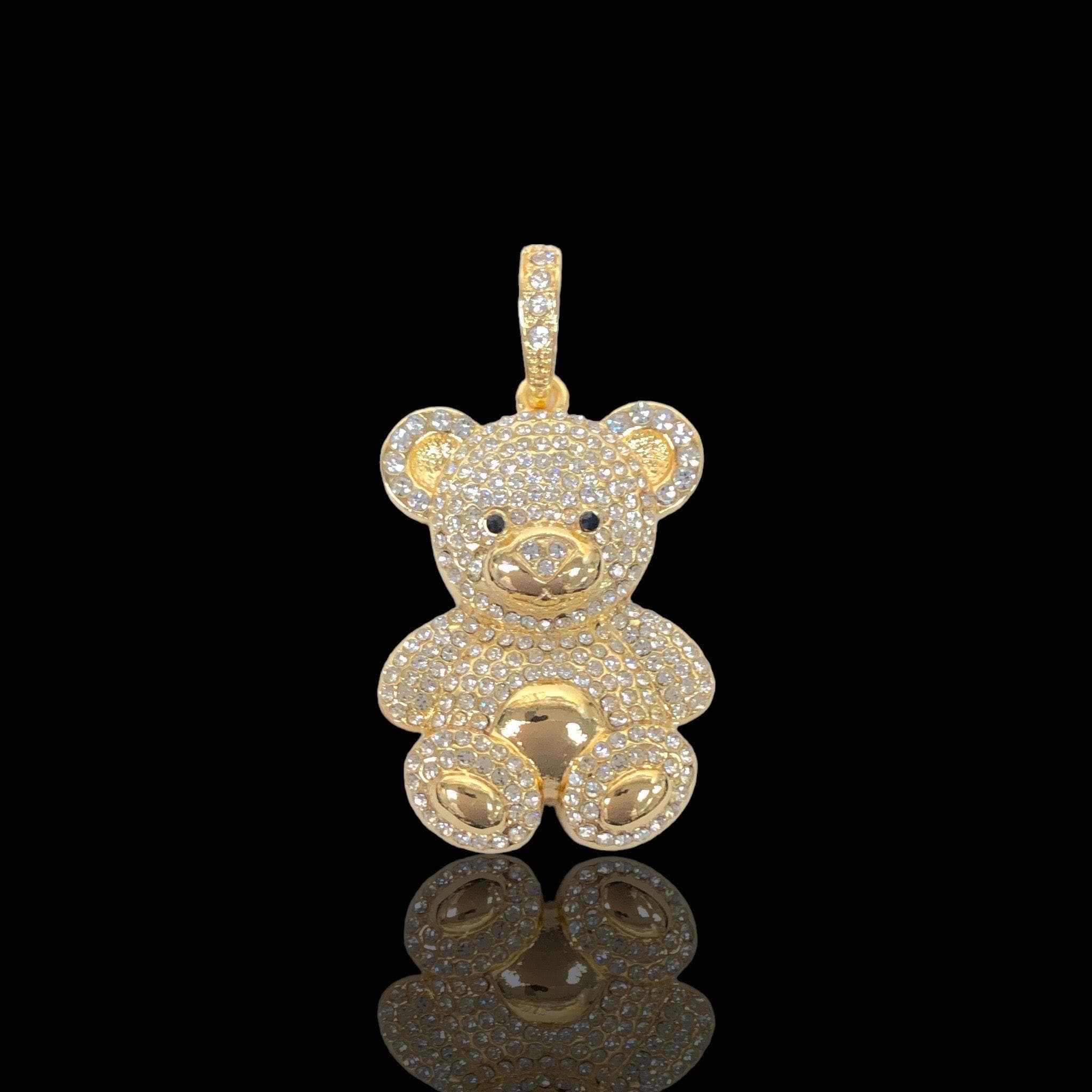 Gold Filled Oro Laminado Rhinestone Teddy Bear Pendant