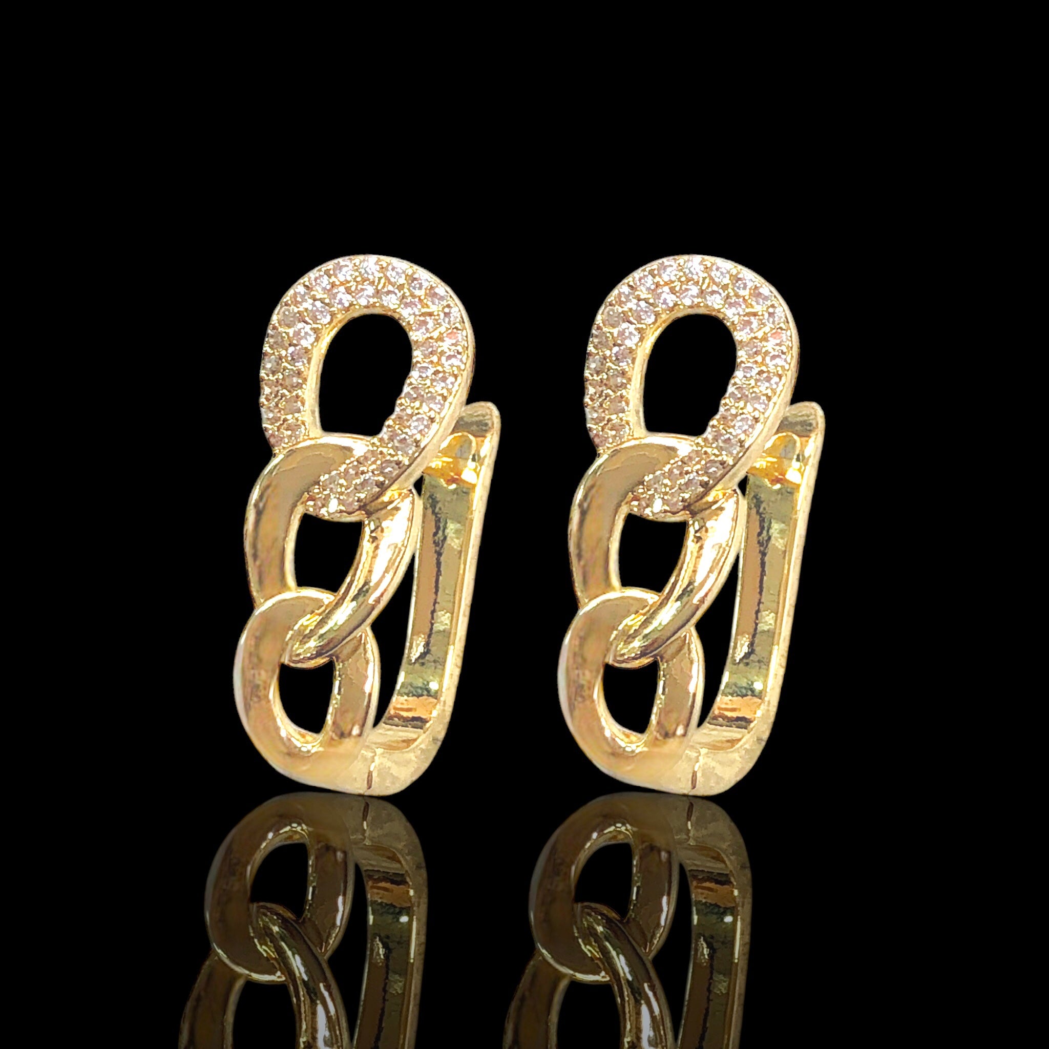 Gold Filled Oro Laminado Round Cuban Link Huggies