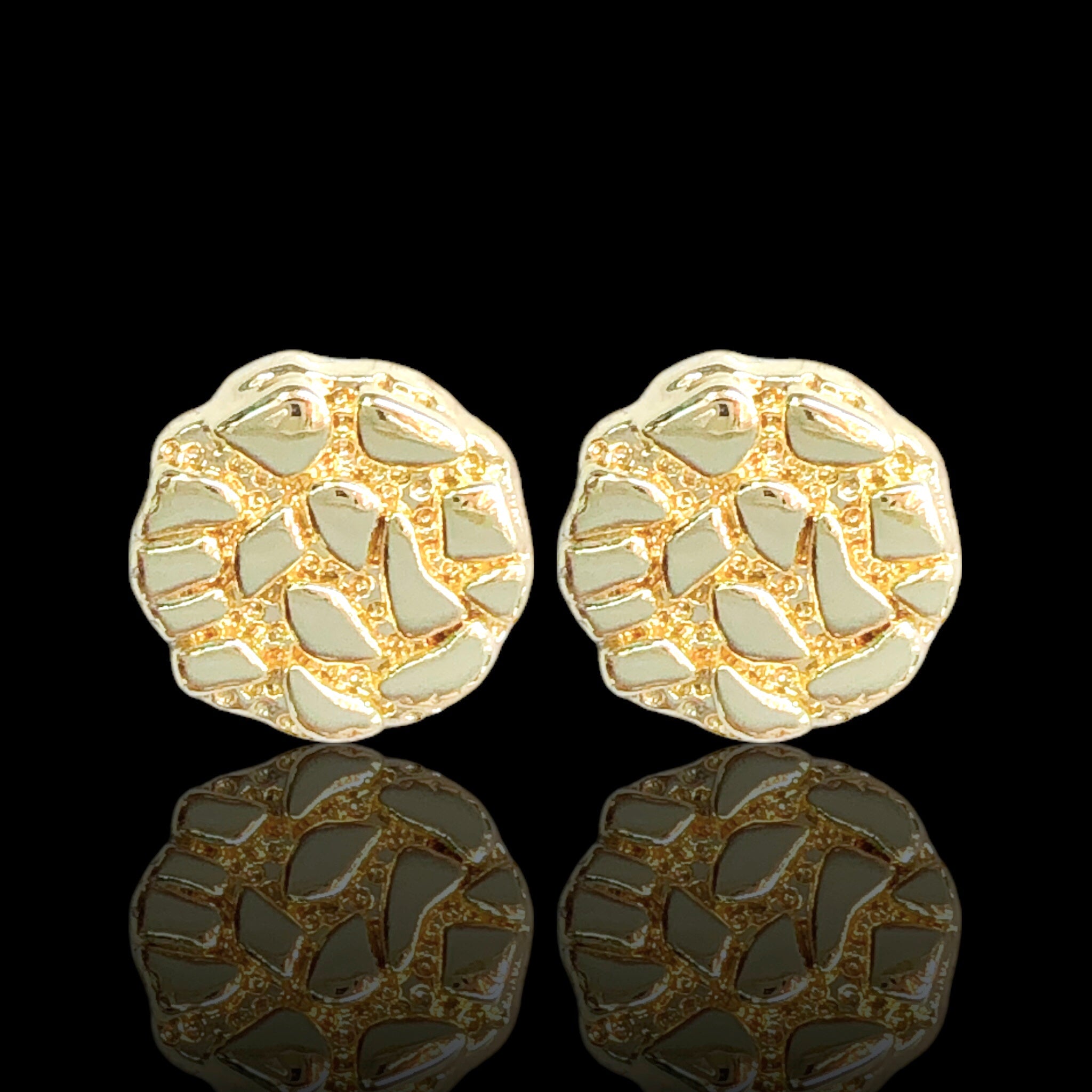 Gold Filled Oro Laminado Royale Circle Nugget Stud Earrings