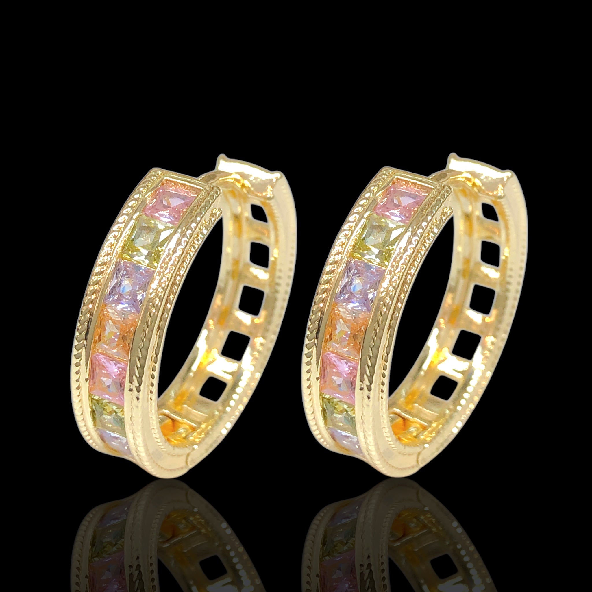 Gold Filled Oro Laminado Royale Princess Gem Hoop