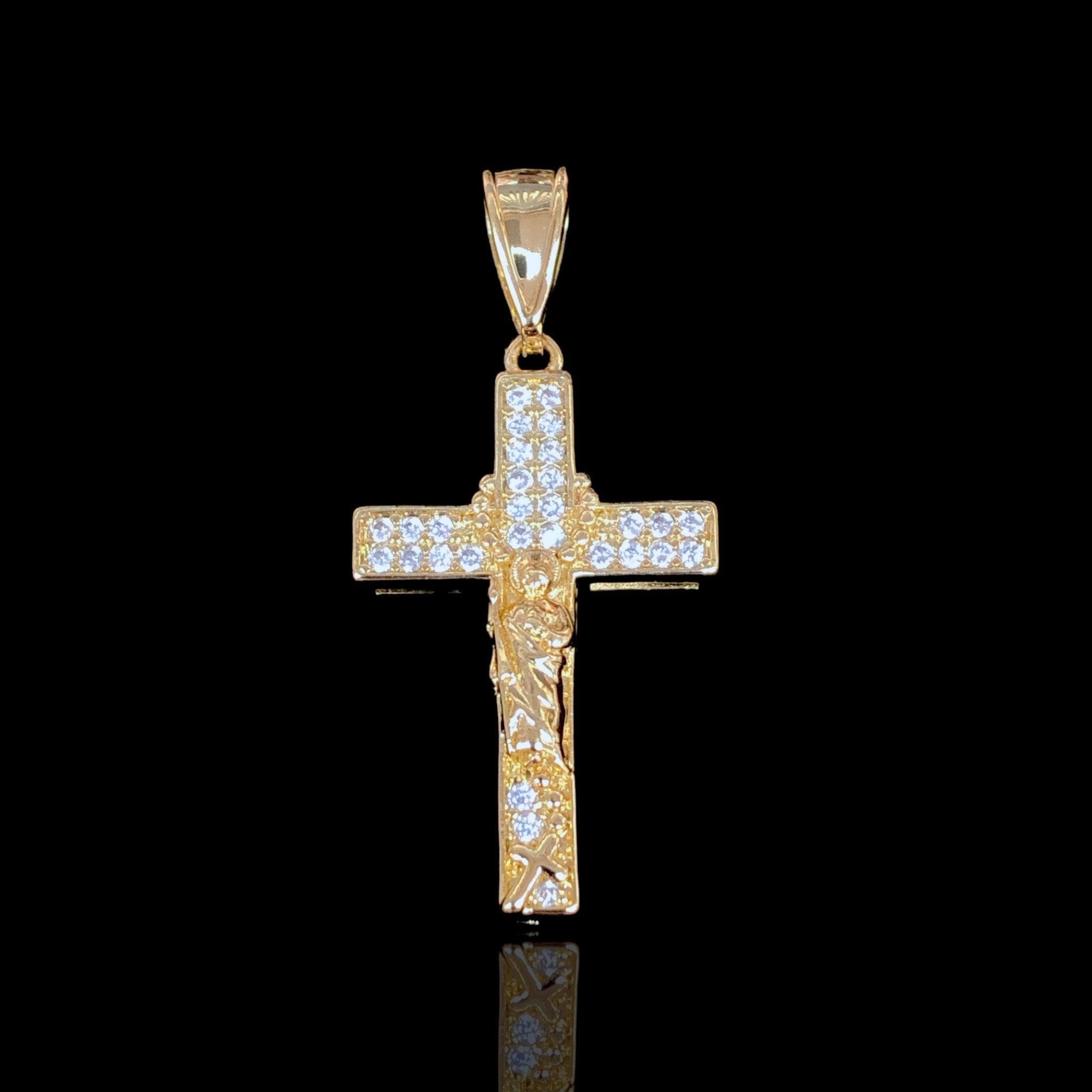 Gold Filled Oro Laminado Saint Jude San Judas Cross Pendant