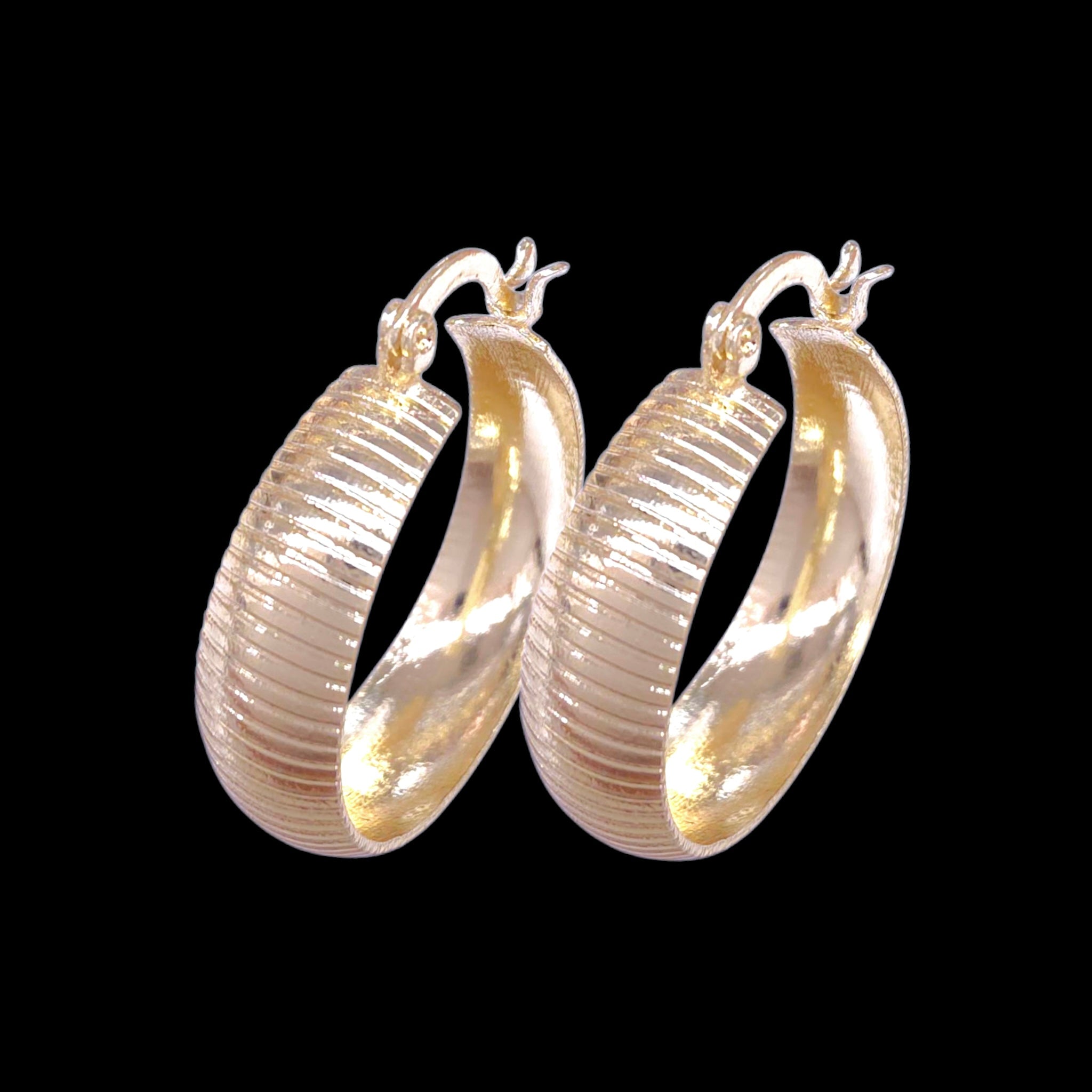 Gold Filled Oro Laminado Straight Lux Cut Hoop Earrings