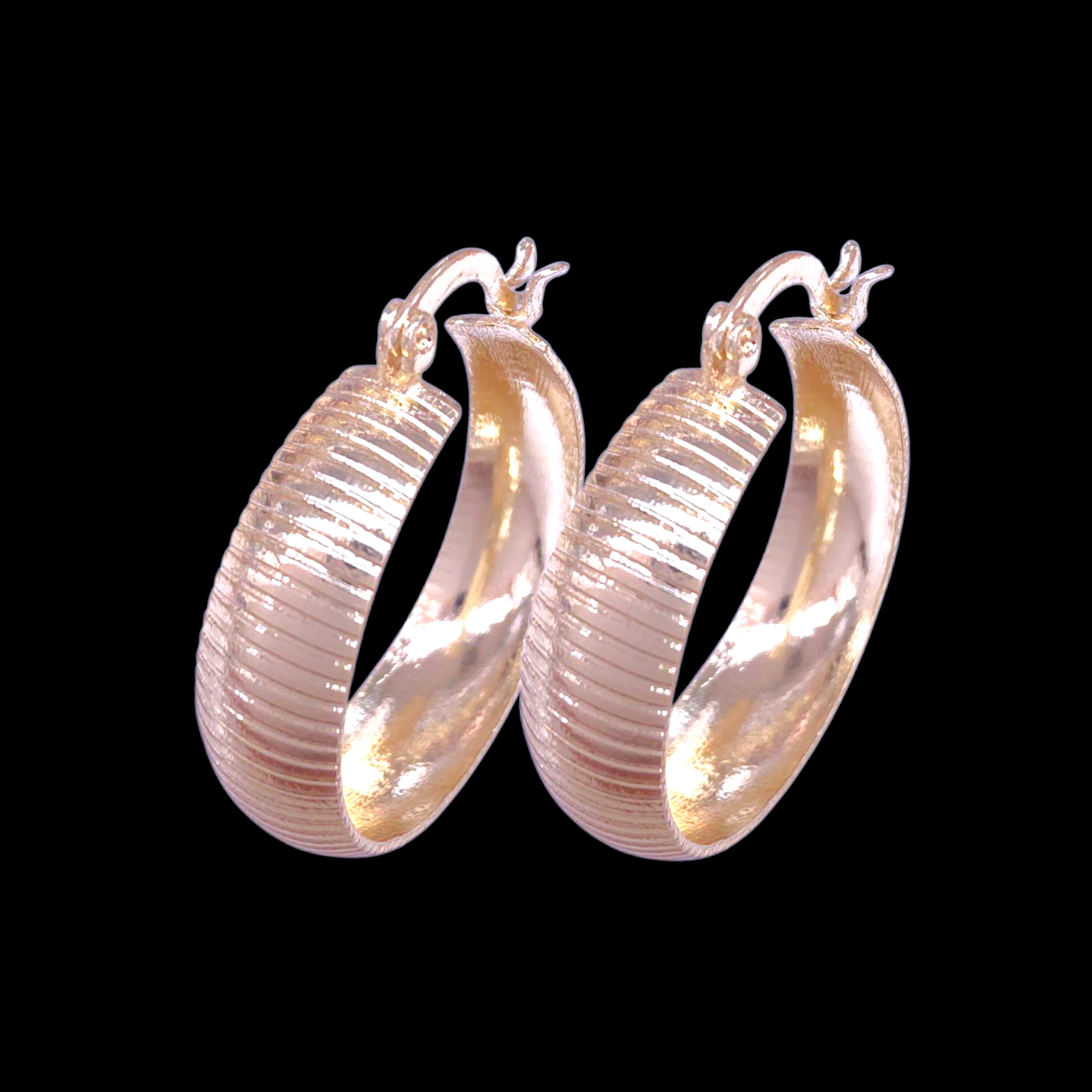 Gold Filled Oro Laminado Straight Lux Cut Hoop Earrings