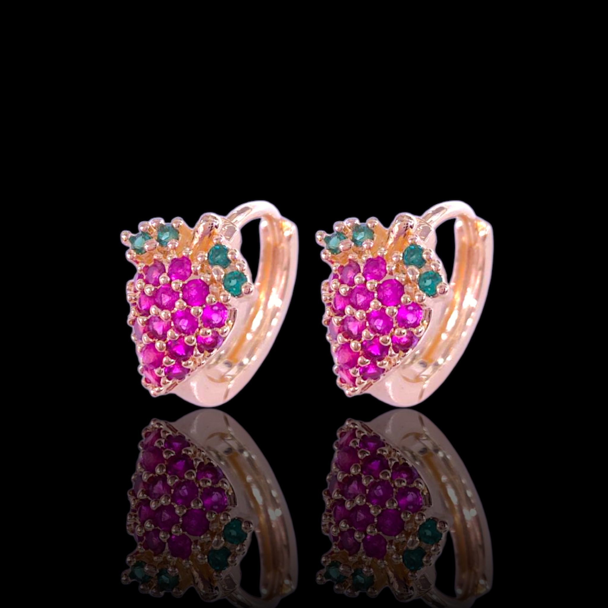 Gold Filled Oro Laminado Summer Sweet Strawberry Huggie Earrings