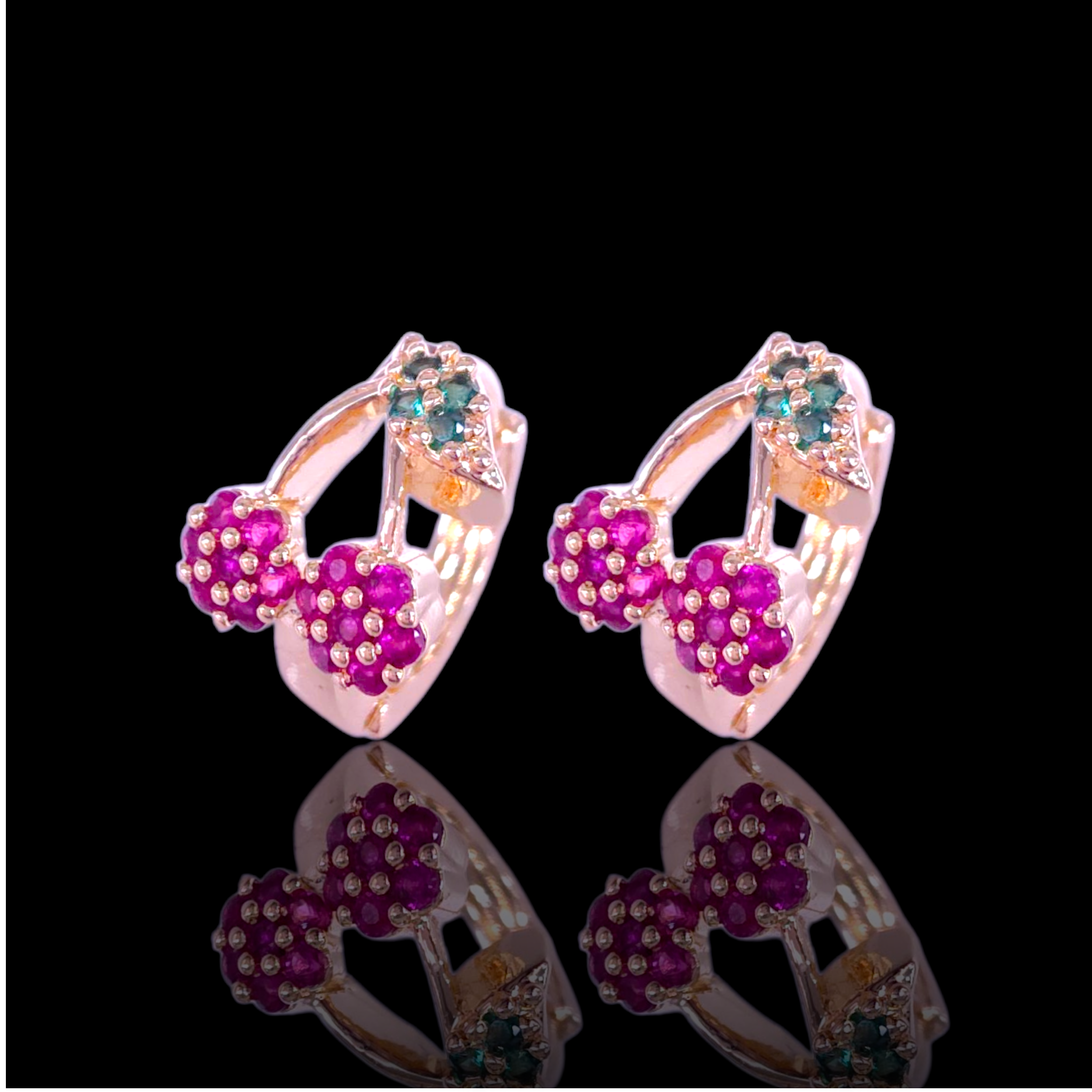 Gold Filled Oro Laminado Summer Wild Cherry Huggie Earrings