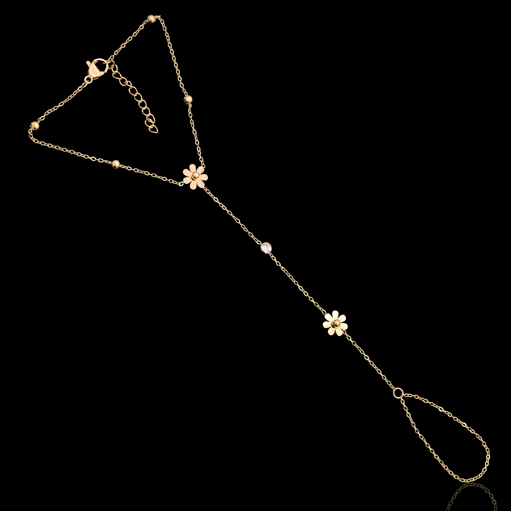 Gold Filled Oro Laminado Sunflower Hand Chain Bracelet