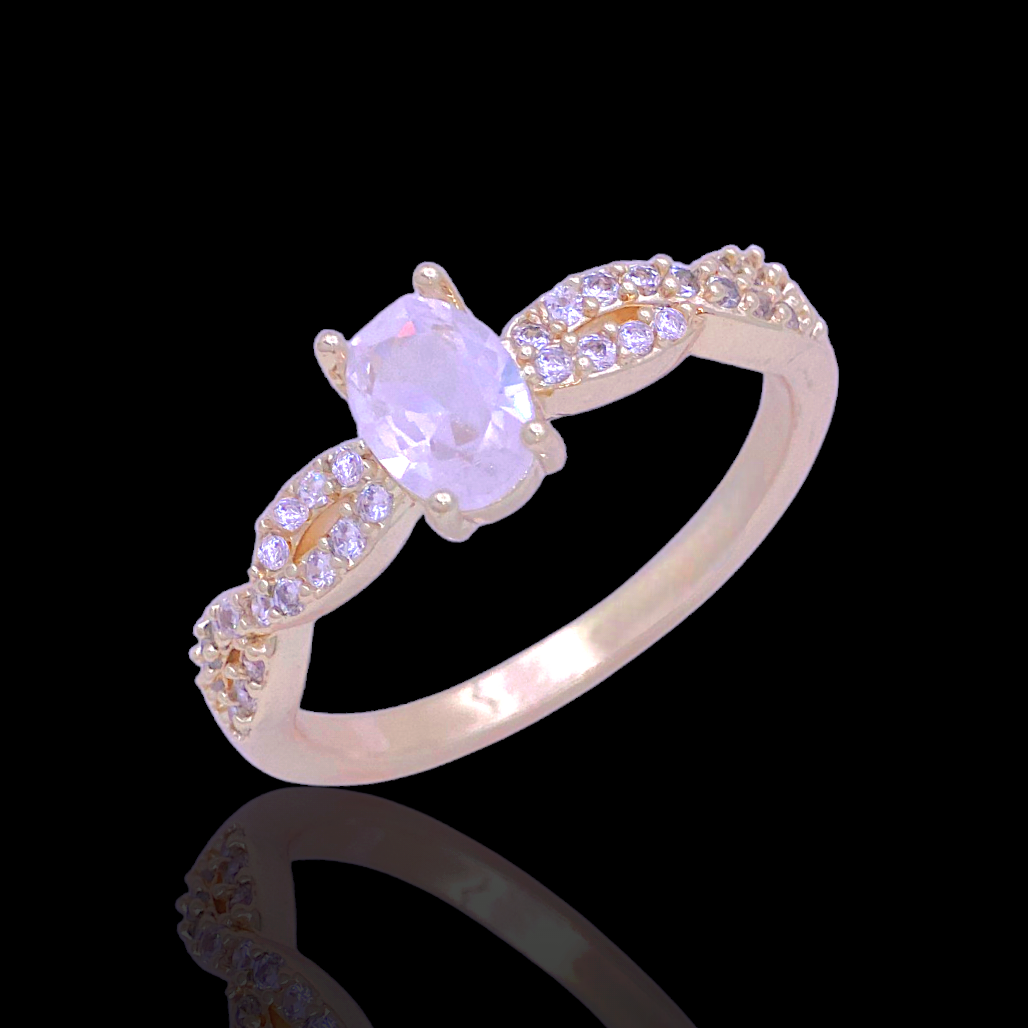 Gold Filled Oro Laminado Swiss Braided Gem Zirconia Ring