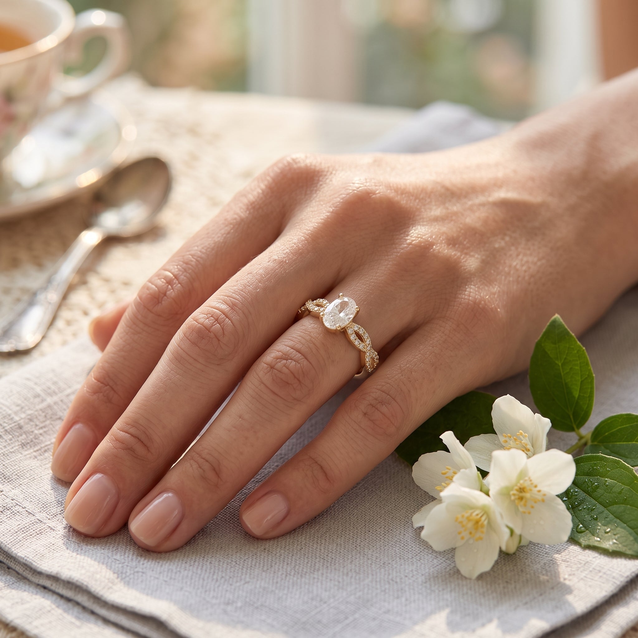 Gold Filled Oro Laminado Swiss Braided Gem Zirconia Ring