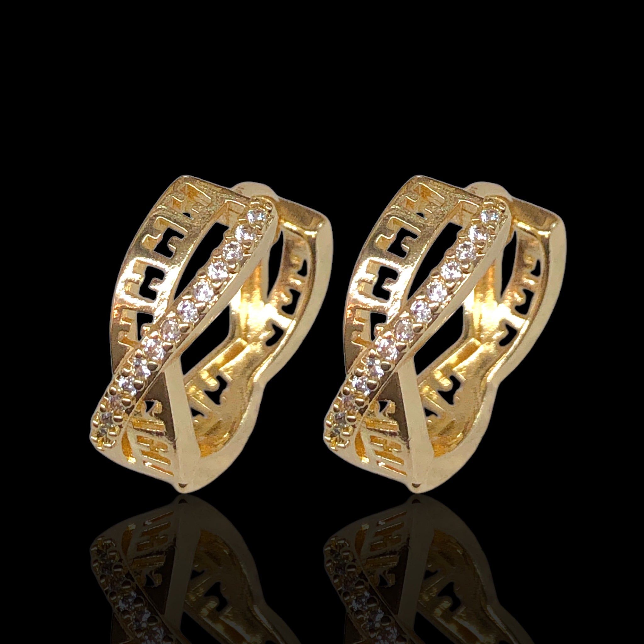 Gold Filled Oro Laminado Sylphine Zirconia Huggie Earrings