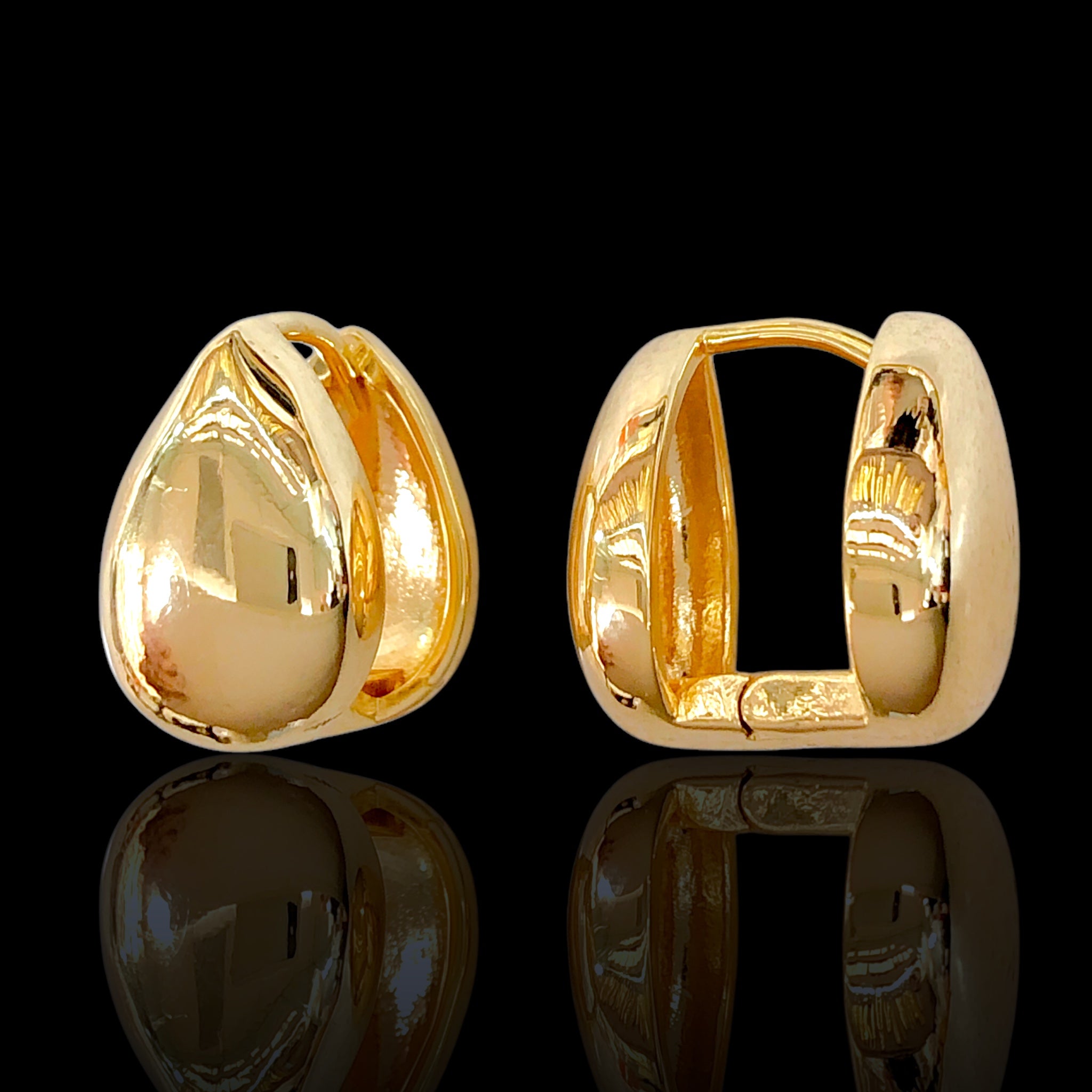 Gold Filled Oro Laminado Tear of Aphrodite Huggie Earrings