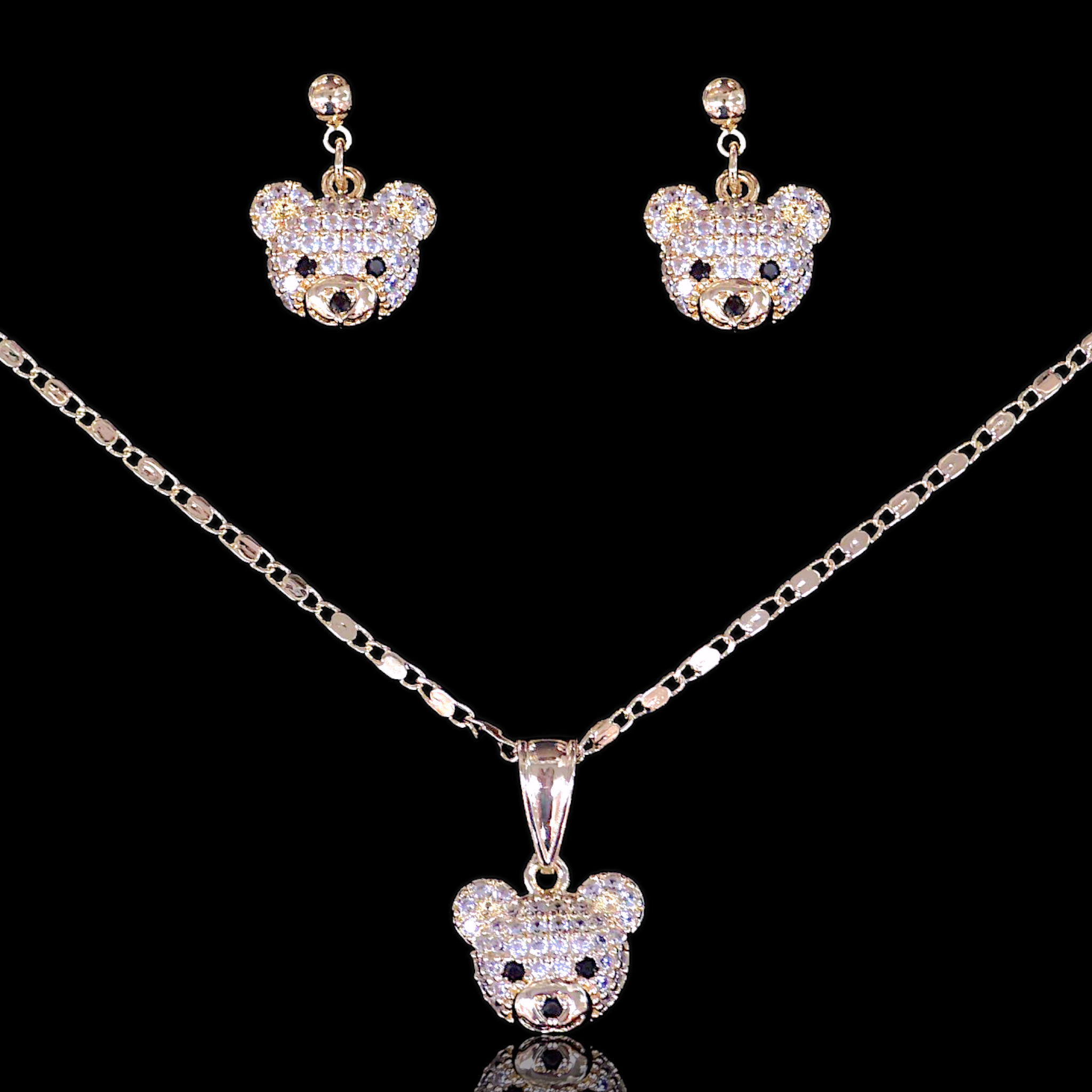 Gold Filled Oro Laminado Teddy Bear Zirconia Set