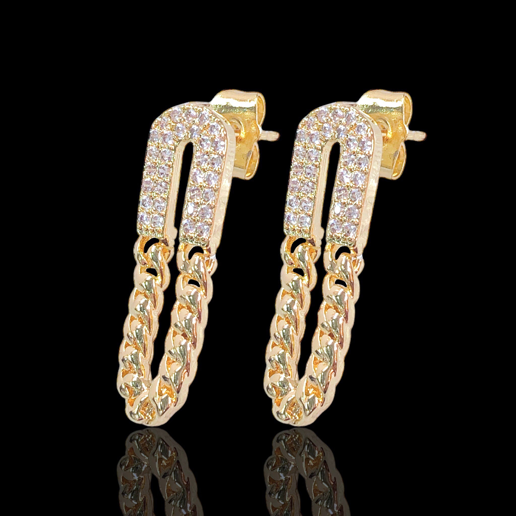 Gold Filled Oro Laminado Twinkle Trails Zirconia Earrings