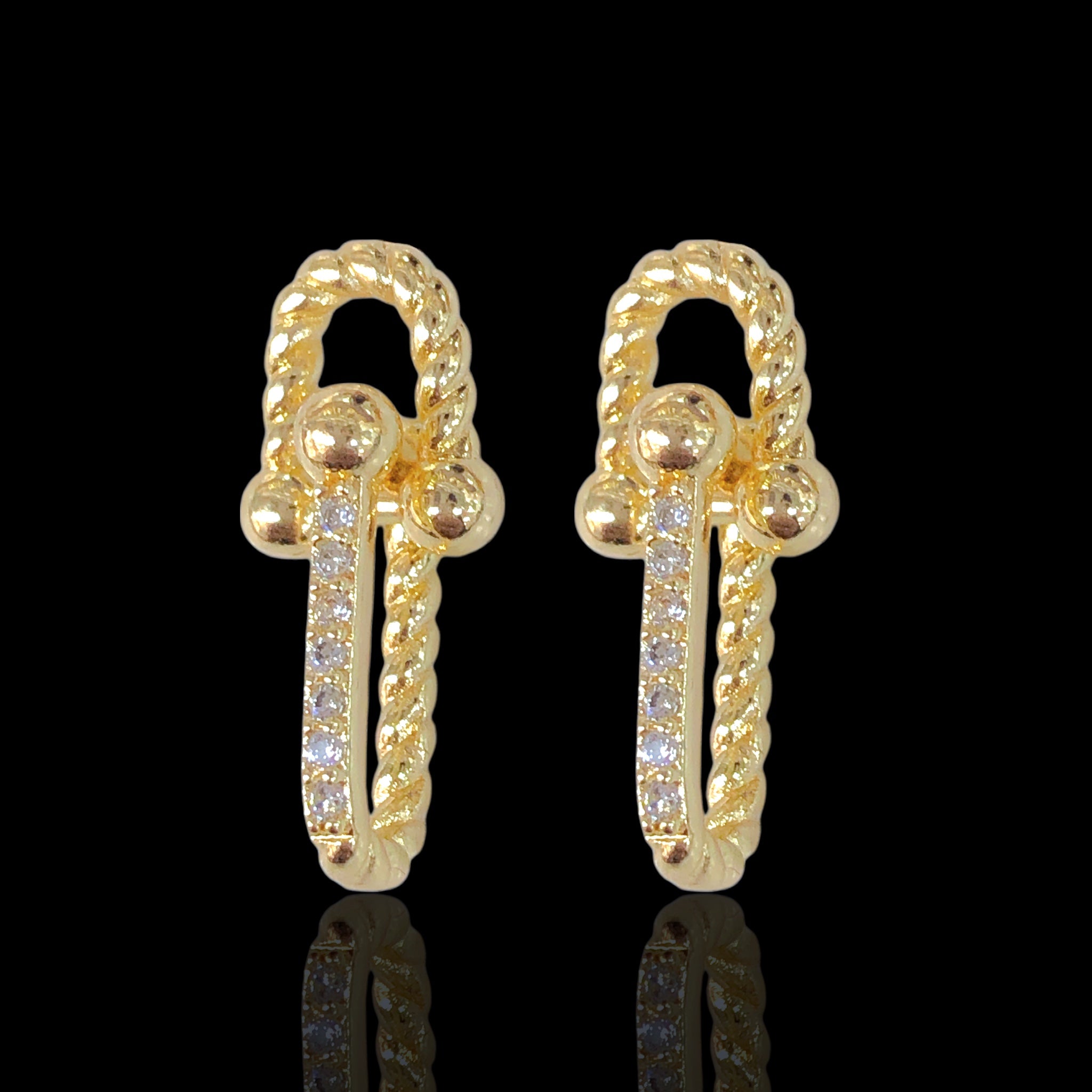 Gold Filled Oro Laminado Twisted Rope U-Link Earrings