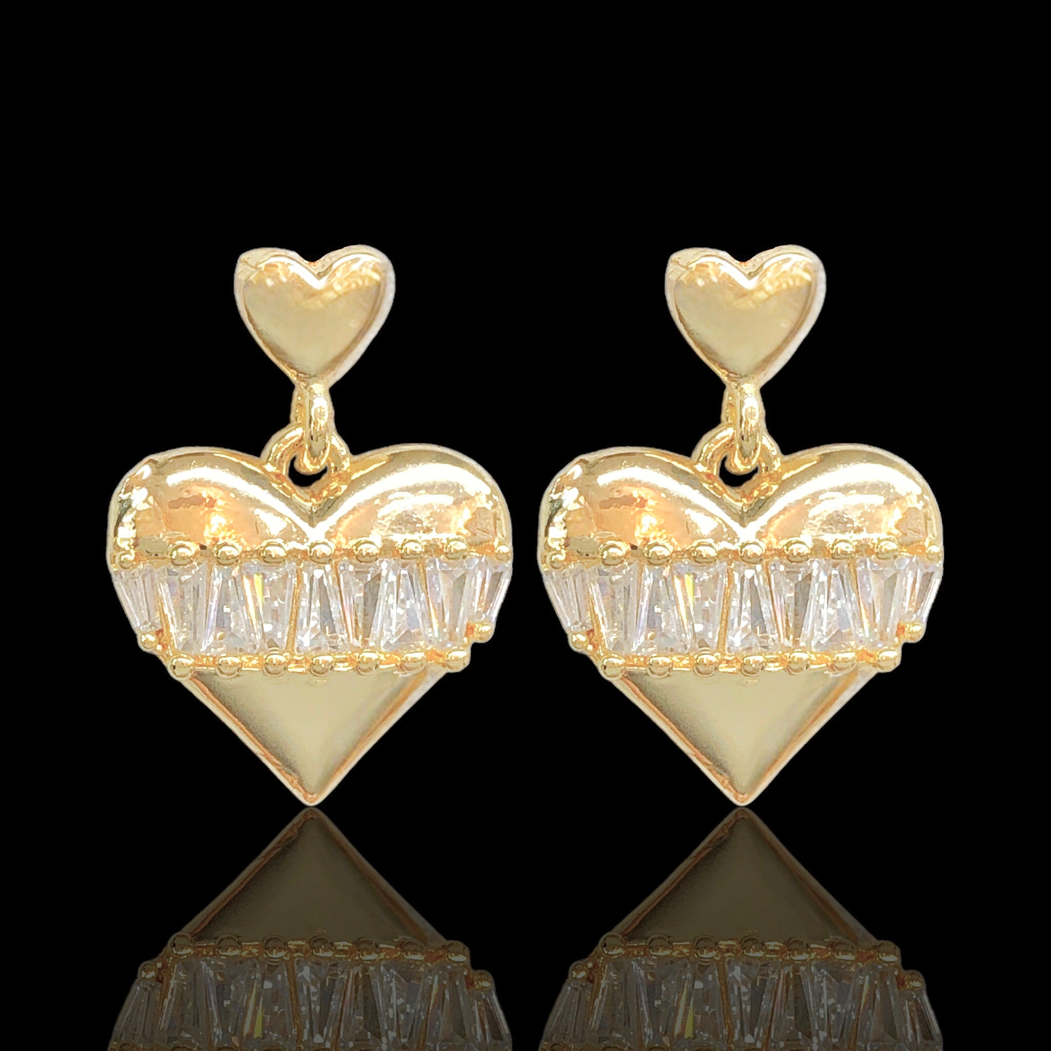 Gold Filled Oro Laminado Valentine Heart Dangle Earrings