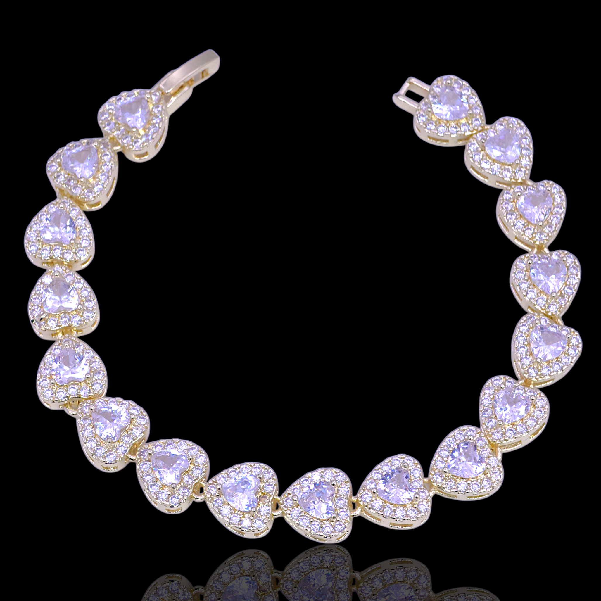 Gold Filled Oro Laminado Valentine Heart Zirconia Bracelet
