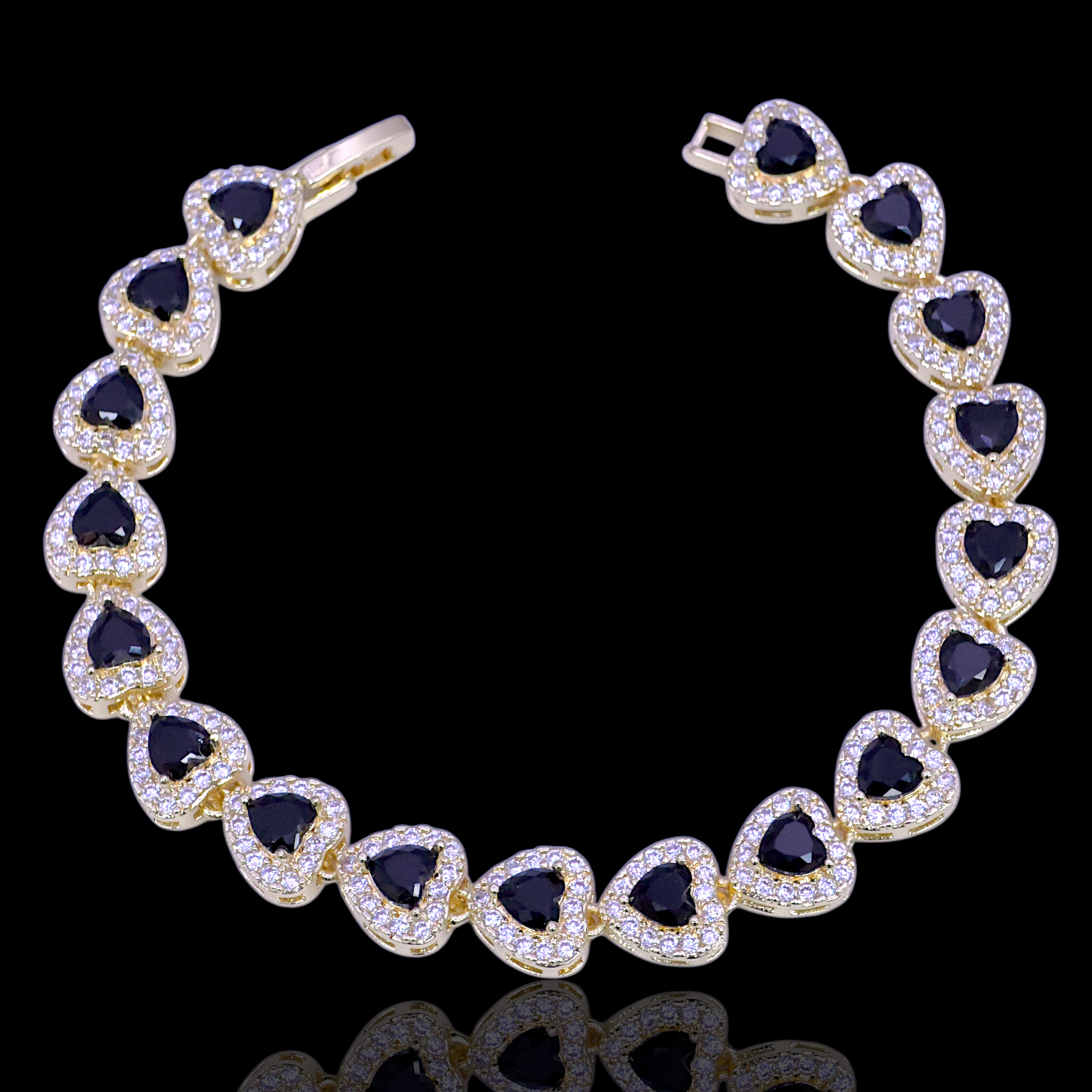 Gold Filled Oro Laminado Valentine Heart Zirconia Bracelet