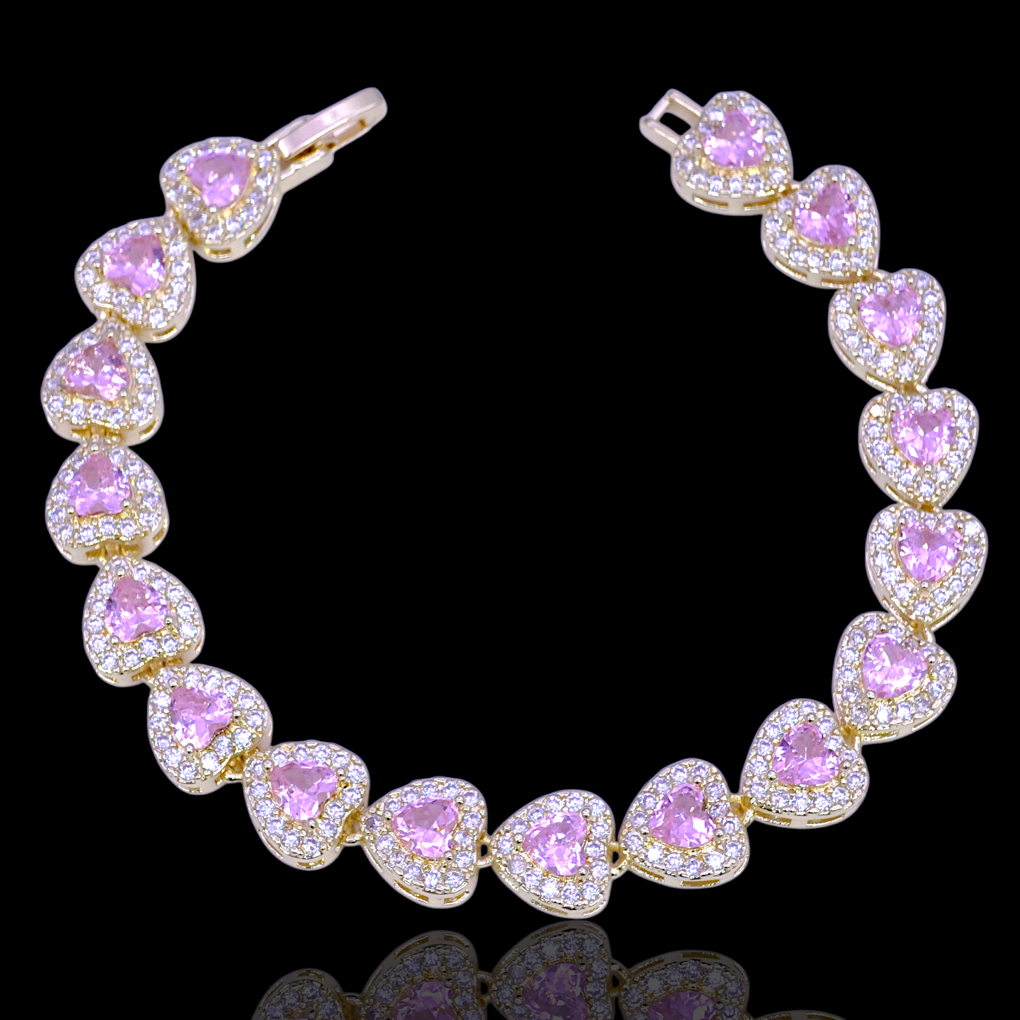 Gold Filled Oro Laminado Valentine Heart Zirconia Bracelet