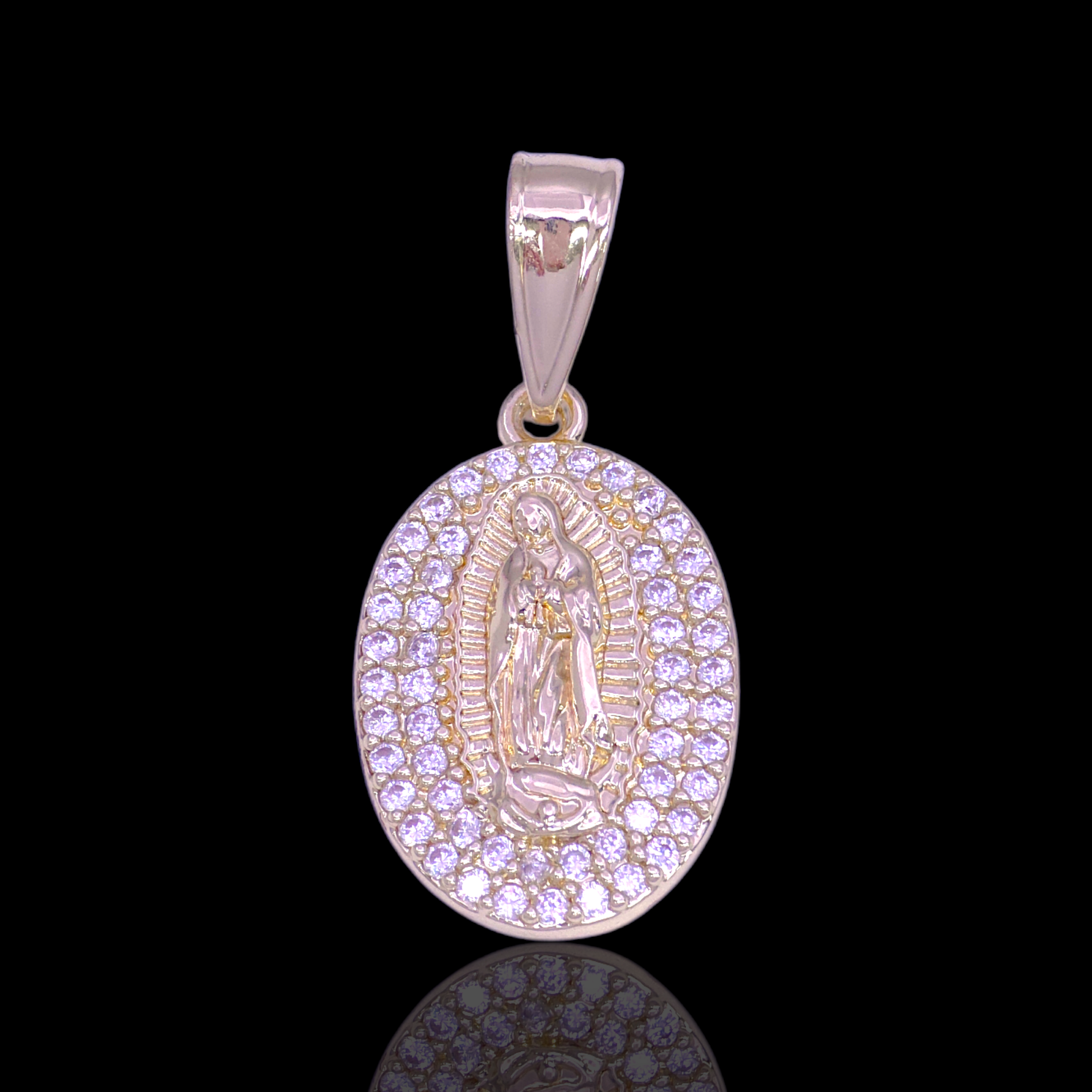 Gold Filled Oro Laminado Vatican Guadalupe Zirconia Pendant