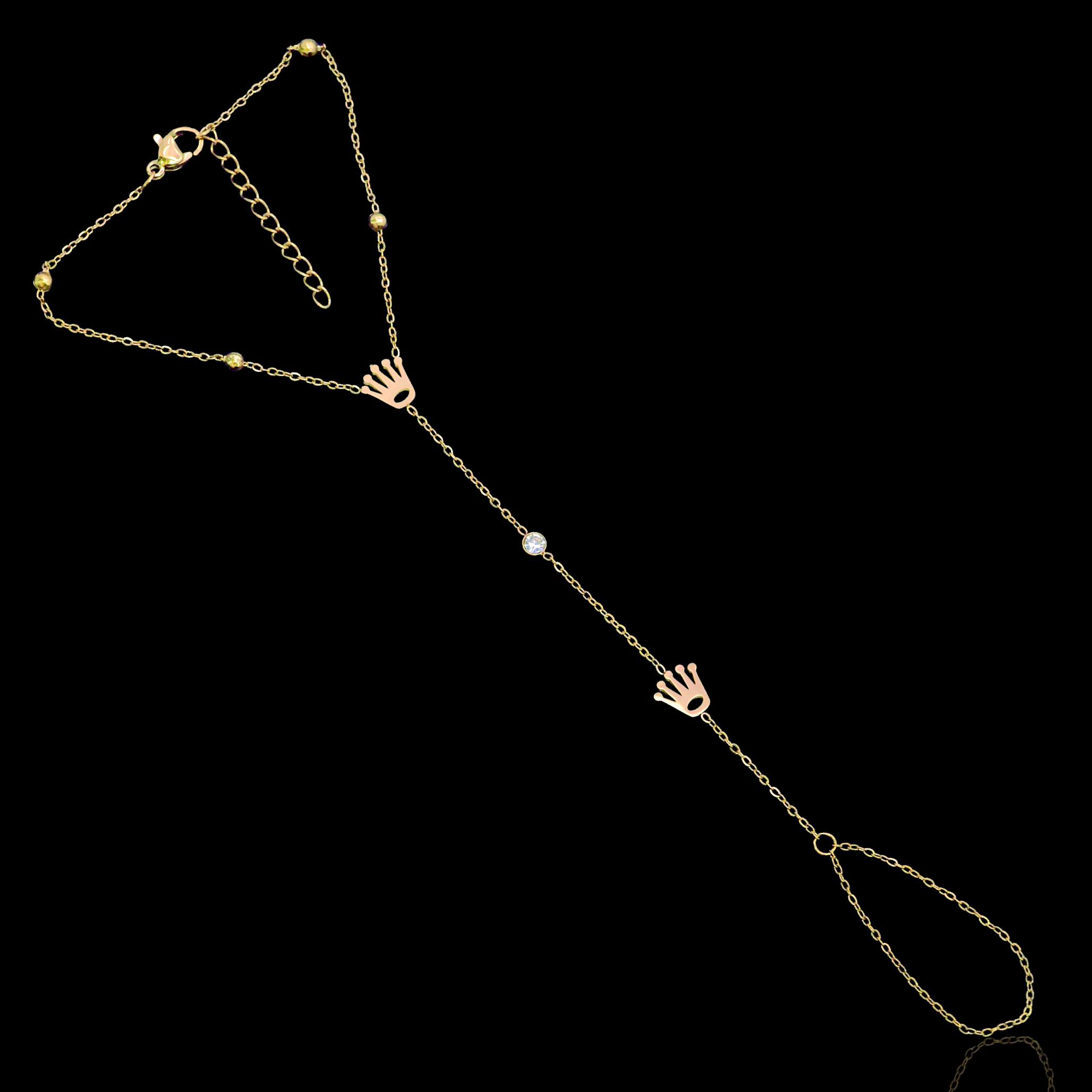 Gold Filled Oro Laminado Venetian Crown Hand Chain Bracelet