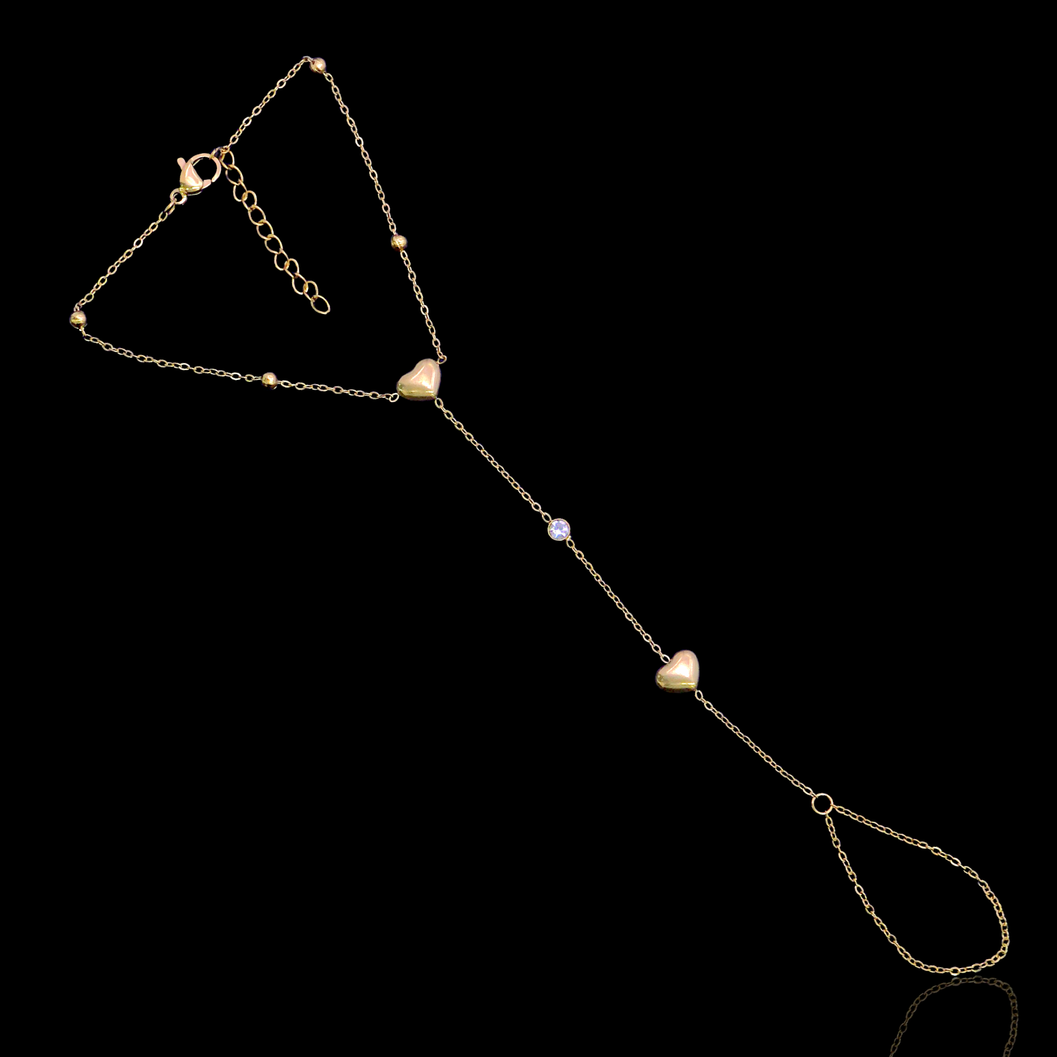 Gold Filled Oro Laminado Venetian Heart Hand Chain Bracelet