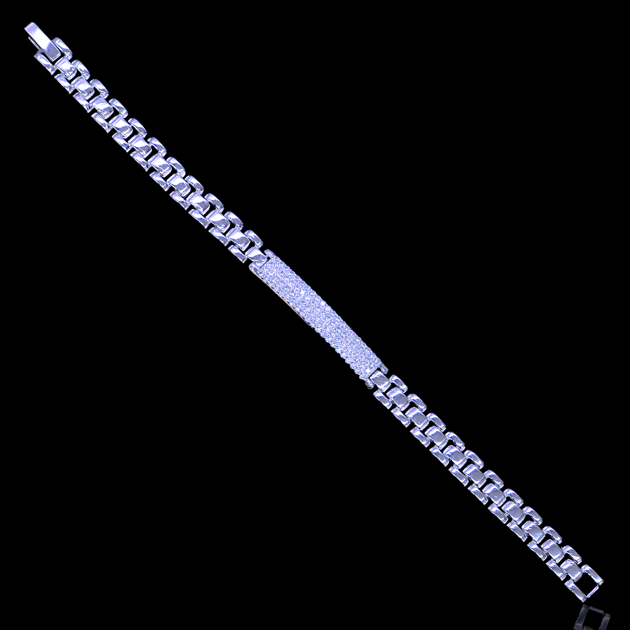 Gold Filled Oro Laminado Venetian Rolx Zirconia ID Bracelet