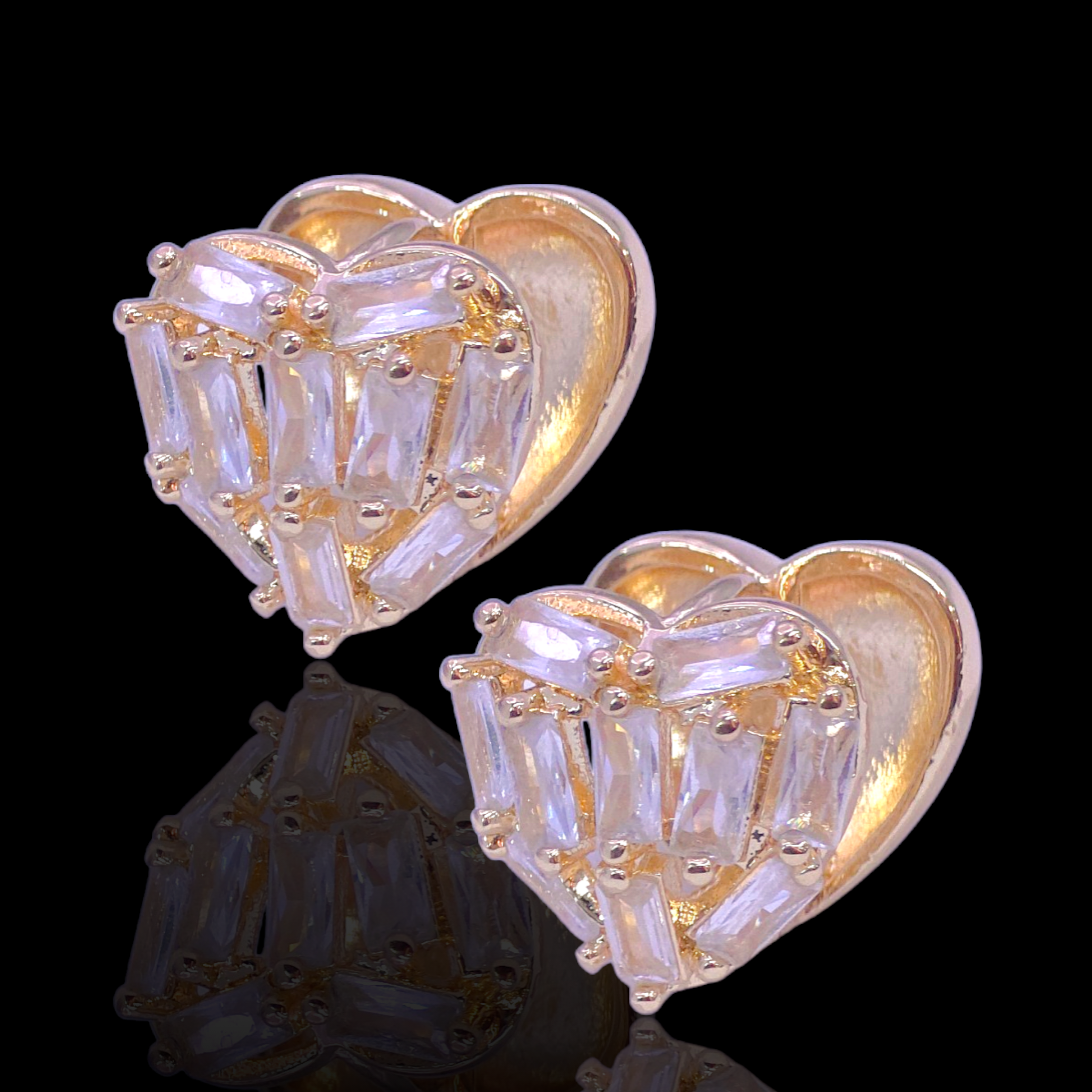 Gold Filled Oro Laminado Venetti Heart Zirconia Earrings