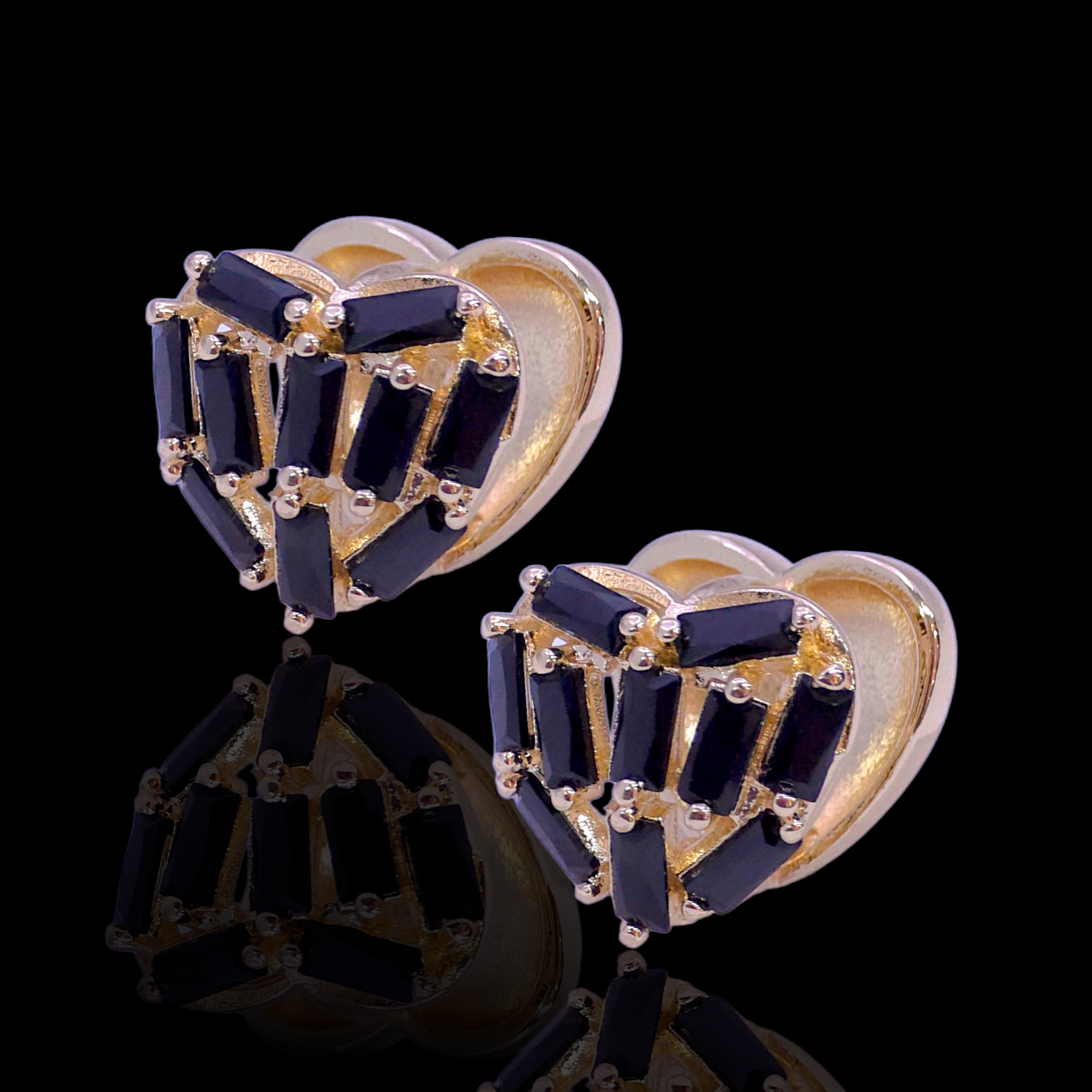 Gold Filled Oro Laminado Venetti Heart Zirconia Earrings