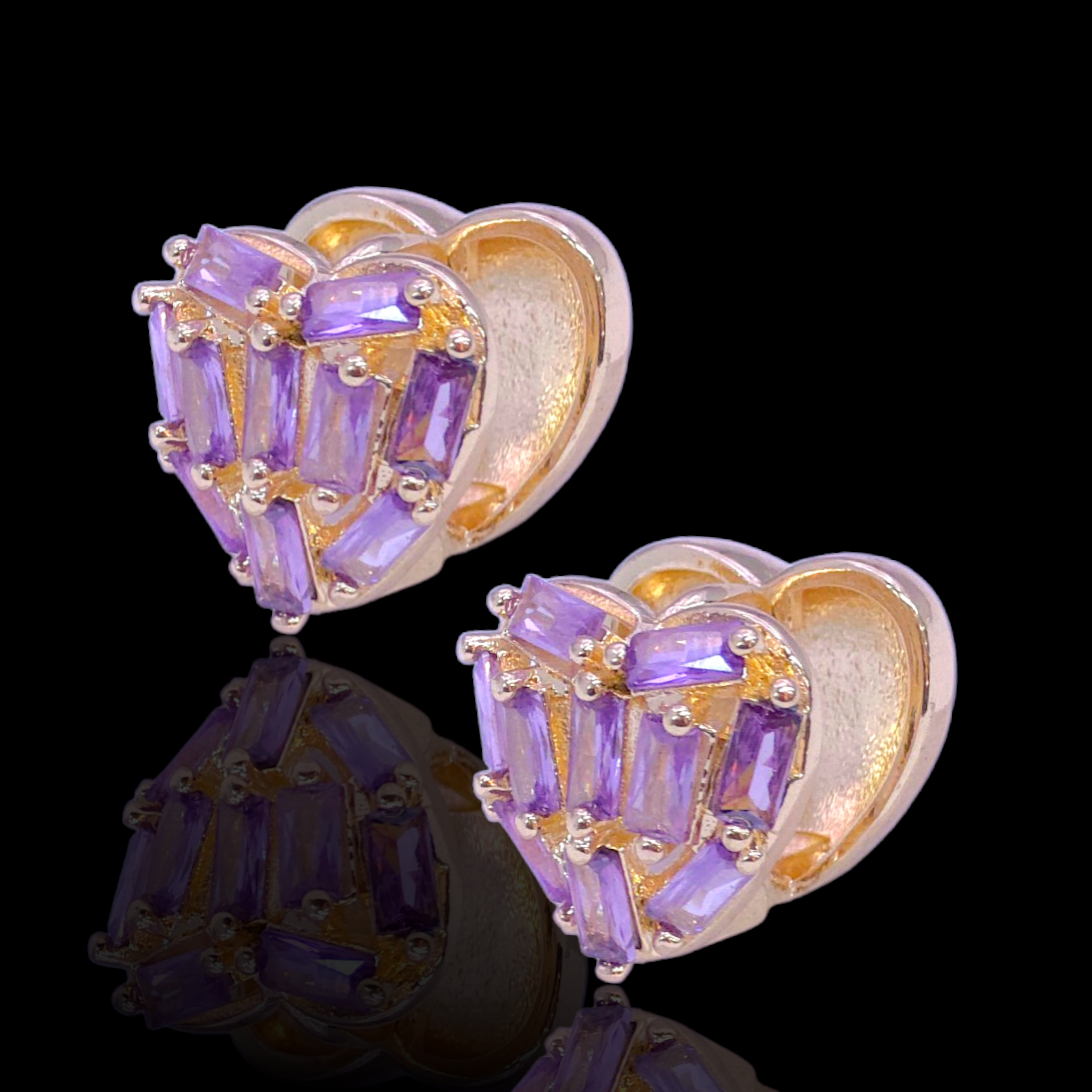 Gold Filled Oro Laminado Venetti Heart Zirconia Earrings