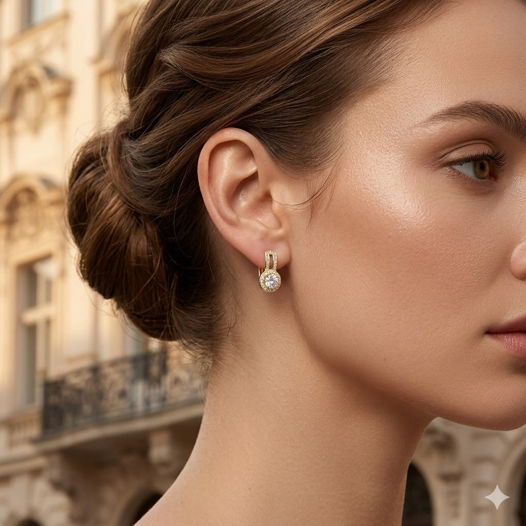 Gold Filled Oro Laminado Vienna Royal Gem Zirconia Earrings