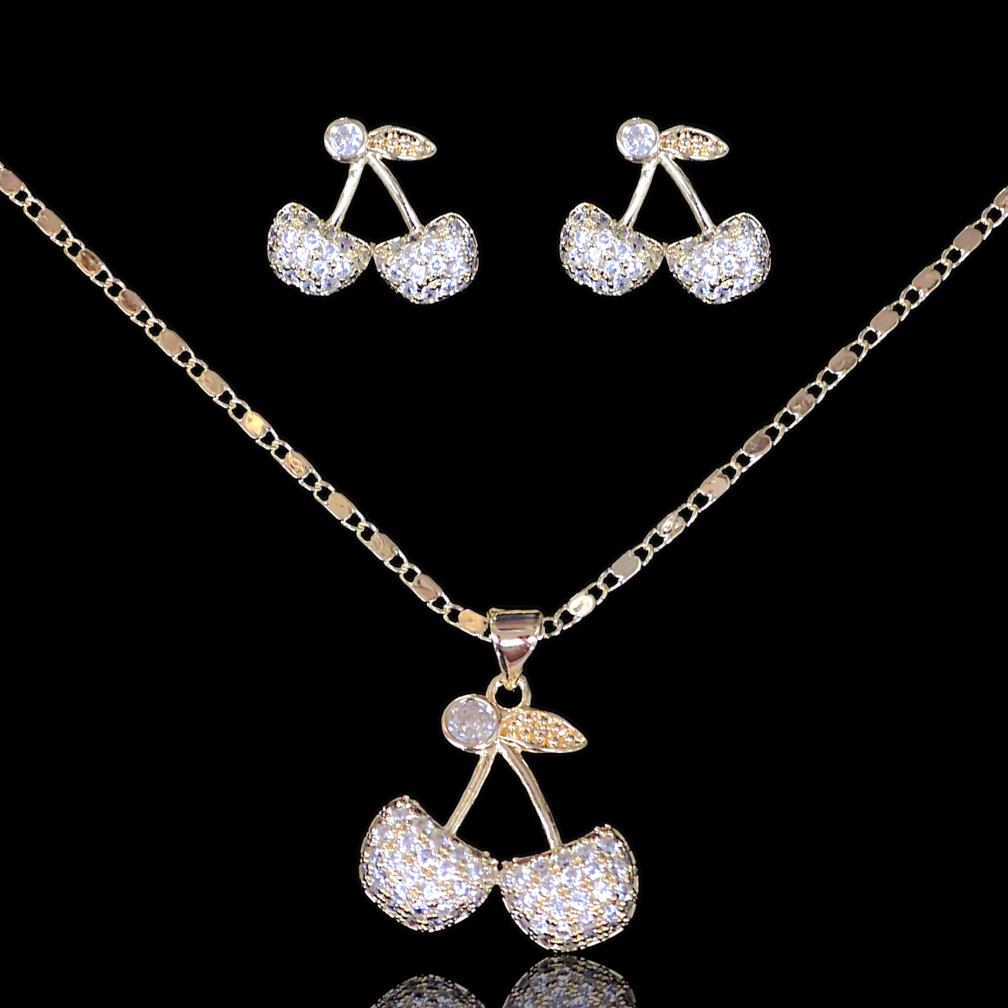 Gold Filled Oro Laminado Wild Summer Cherry Zirconia Set